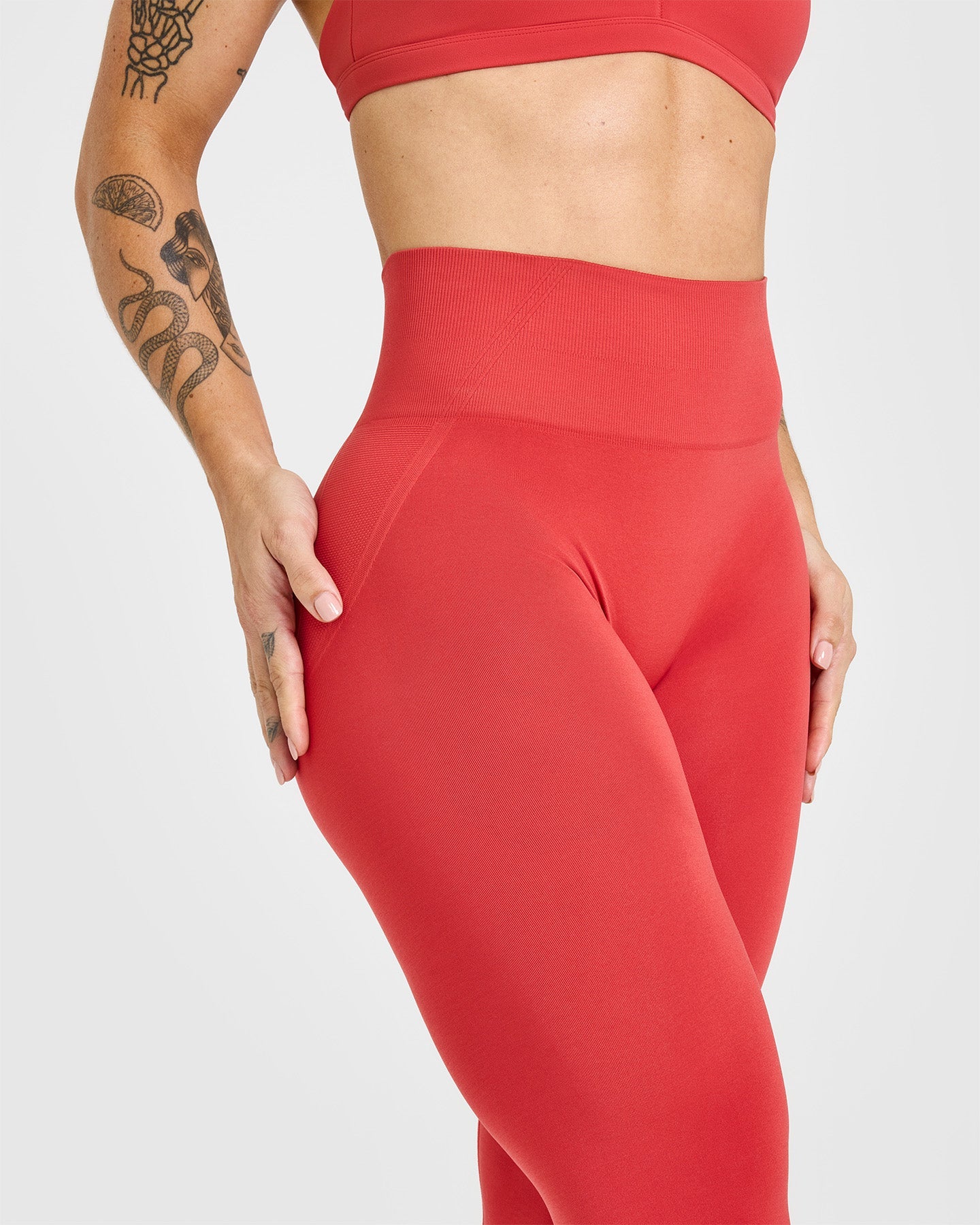 EffortlessLift Seamless Leggings with White Logo | Sweet Red - Image 5