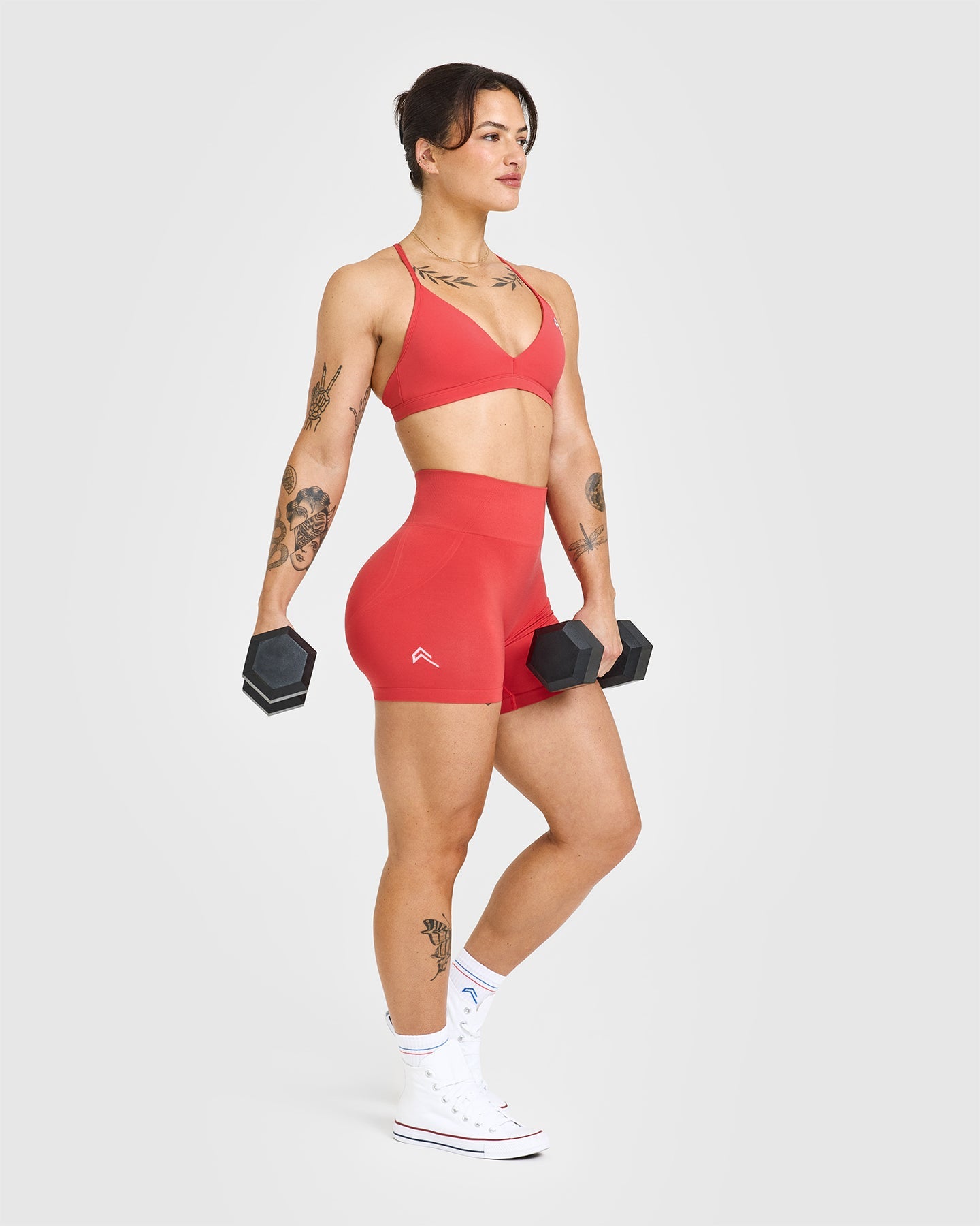 EffortlessLift Seamless Shorts with White Logo | Sweet Red - Image 3