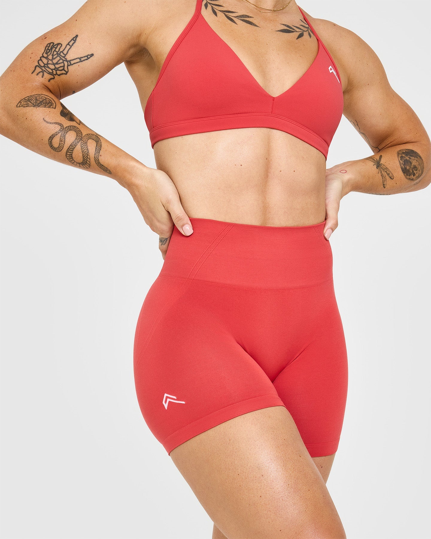 EffortlessLift Seamless Shorts with White Logo | Sweet Red - Image 4