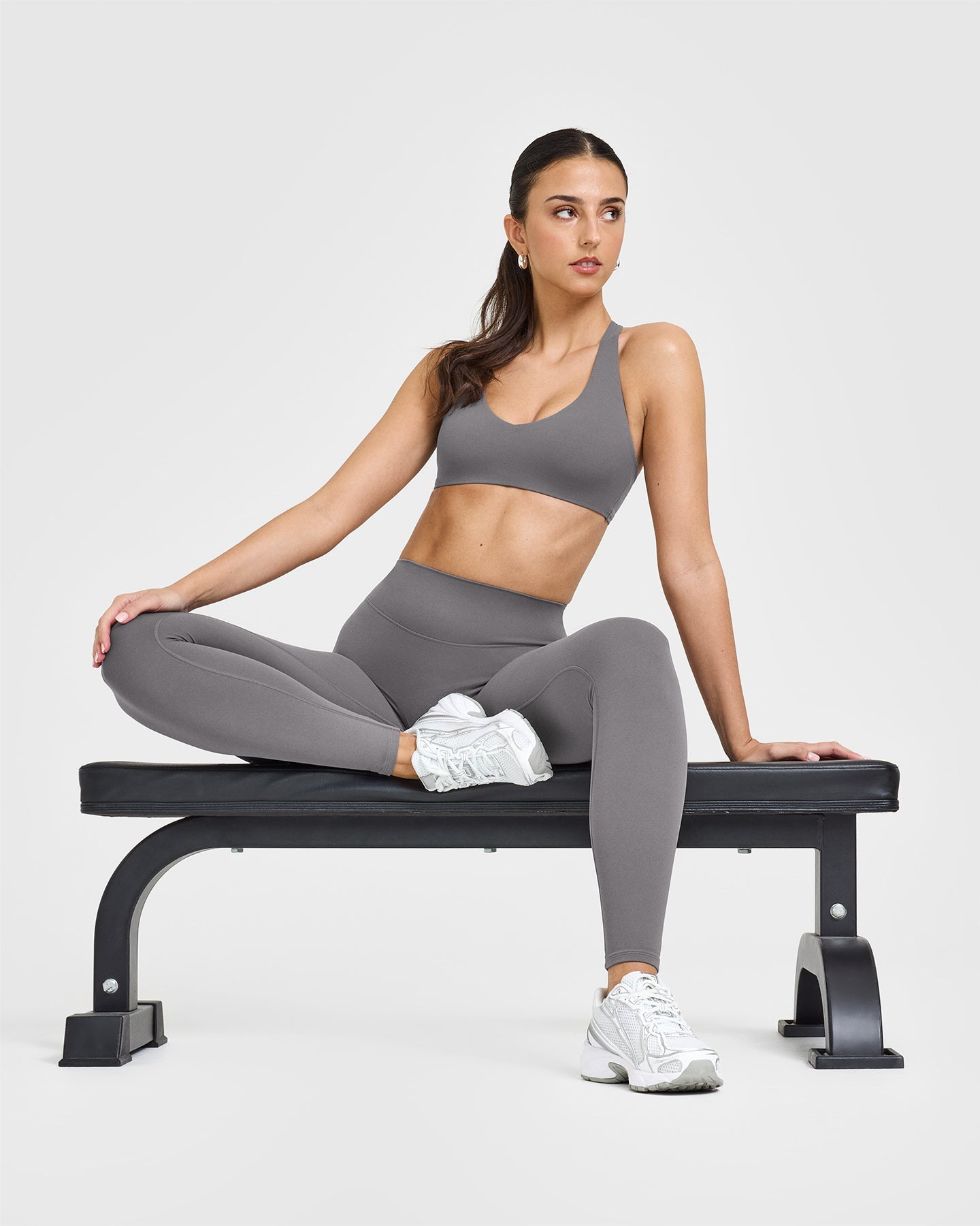 SoftMotion Leggings with White Logo | Ash Grey - Image 3