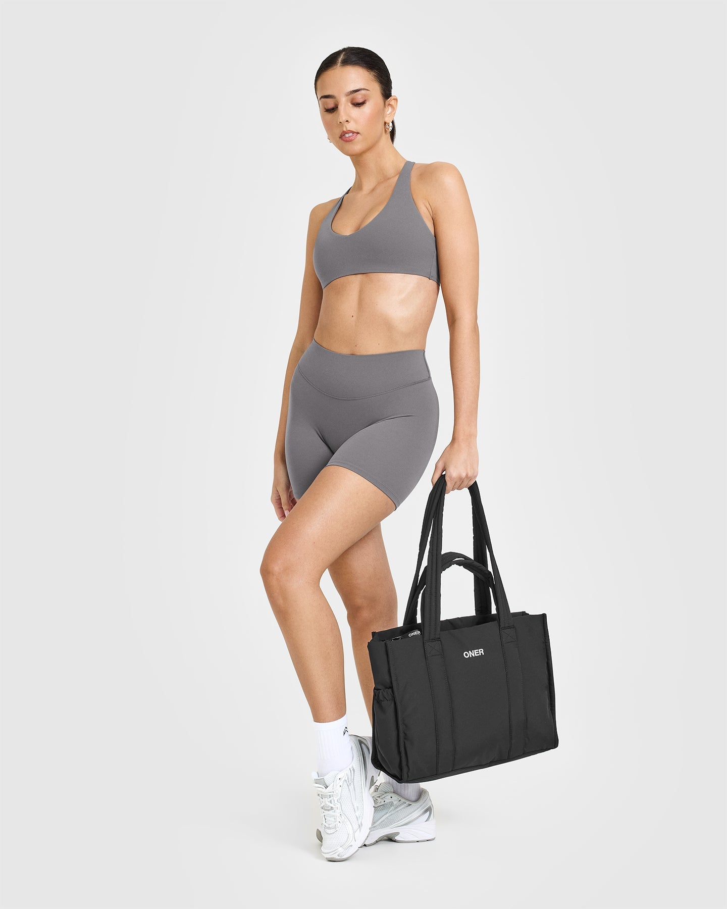 SoftMotion Shorts 6" with White Logo | Ash Grey - Image 3