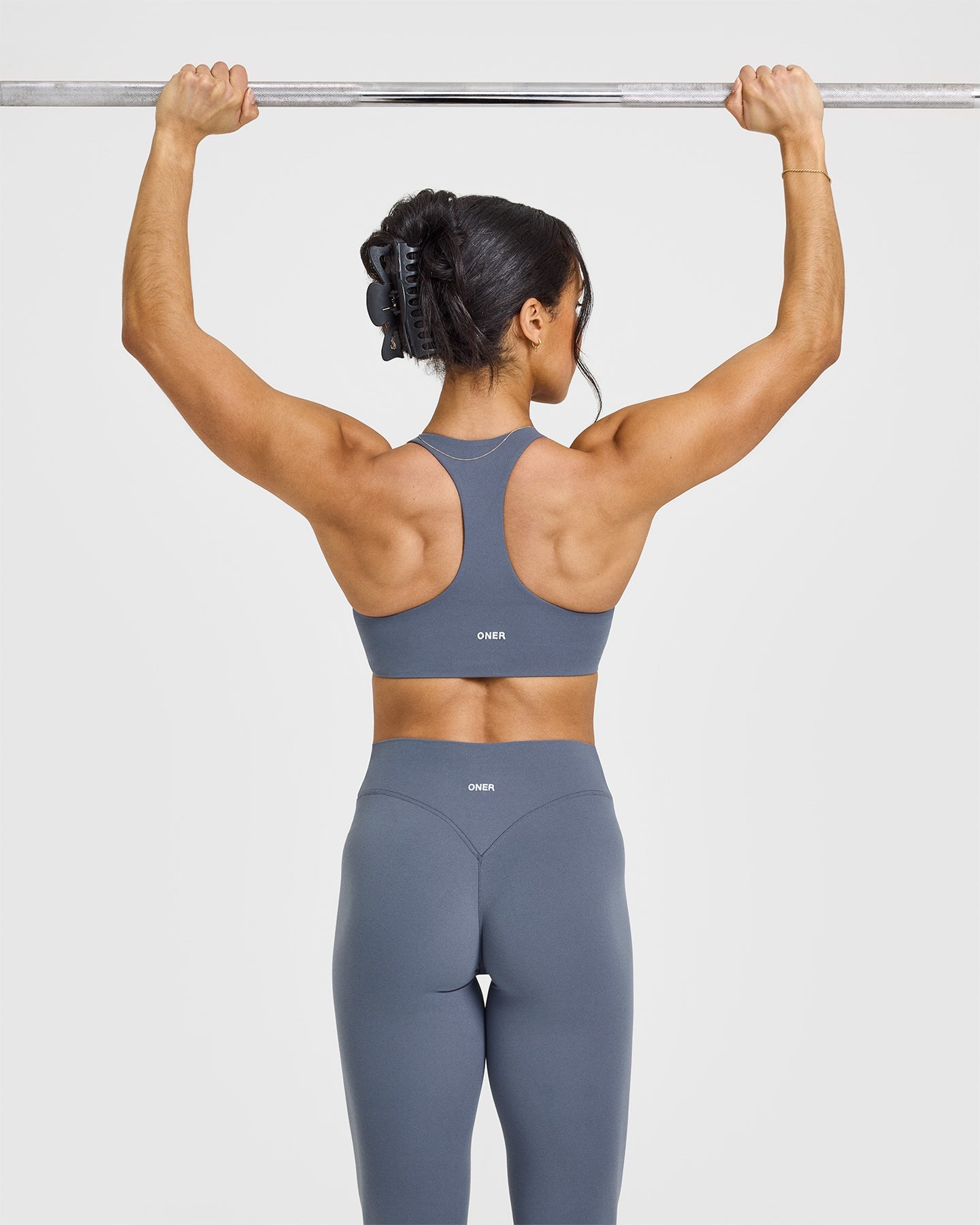 SoftMotion Leggings with White Logo | Granite Blue - Image 6