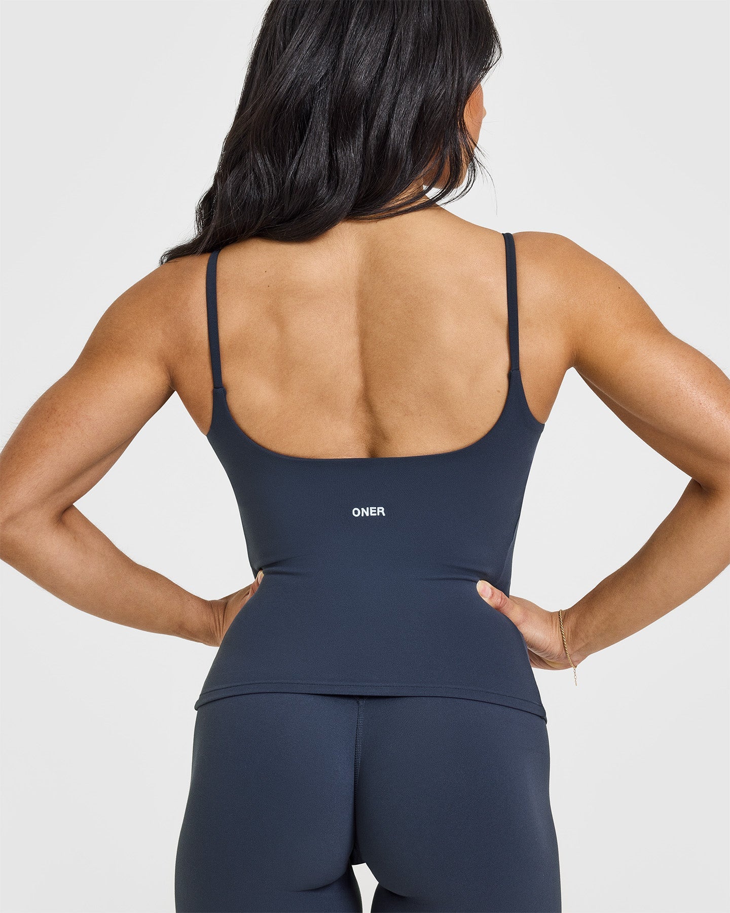 SoftMotion Strappy Vest with Built in Bra Shelf with White Logo | True Blue - Image 4