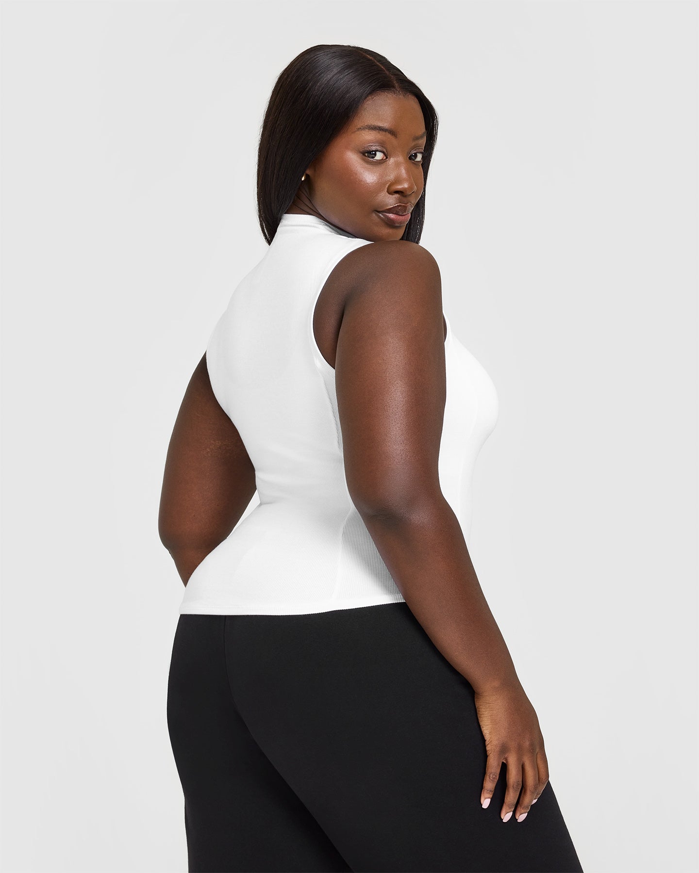 Mellow Rib Mock Neck Tank | White - Image 4
