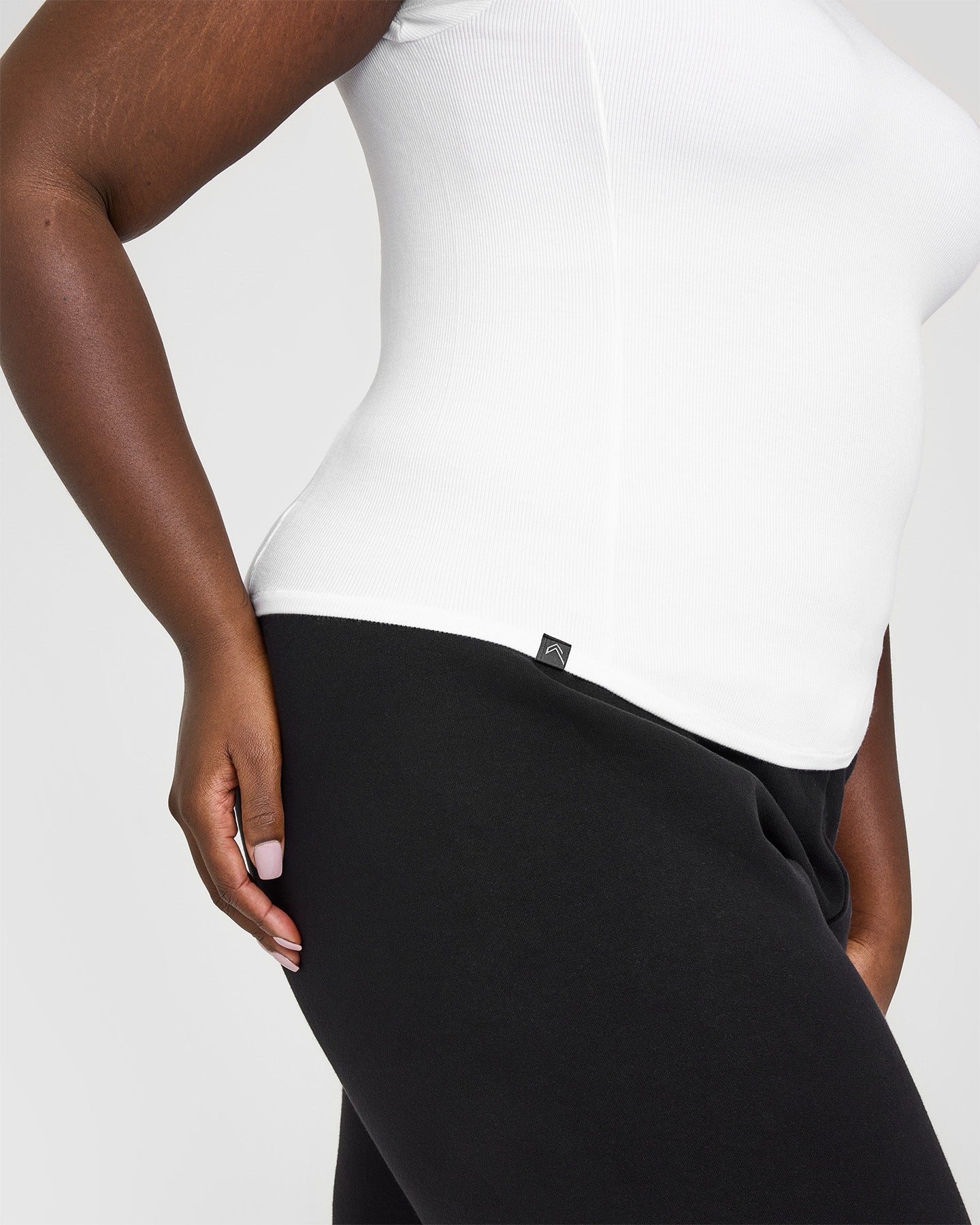 Mellow Rib Mock Neck T-Shirt | White - Image 4