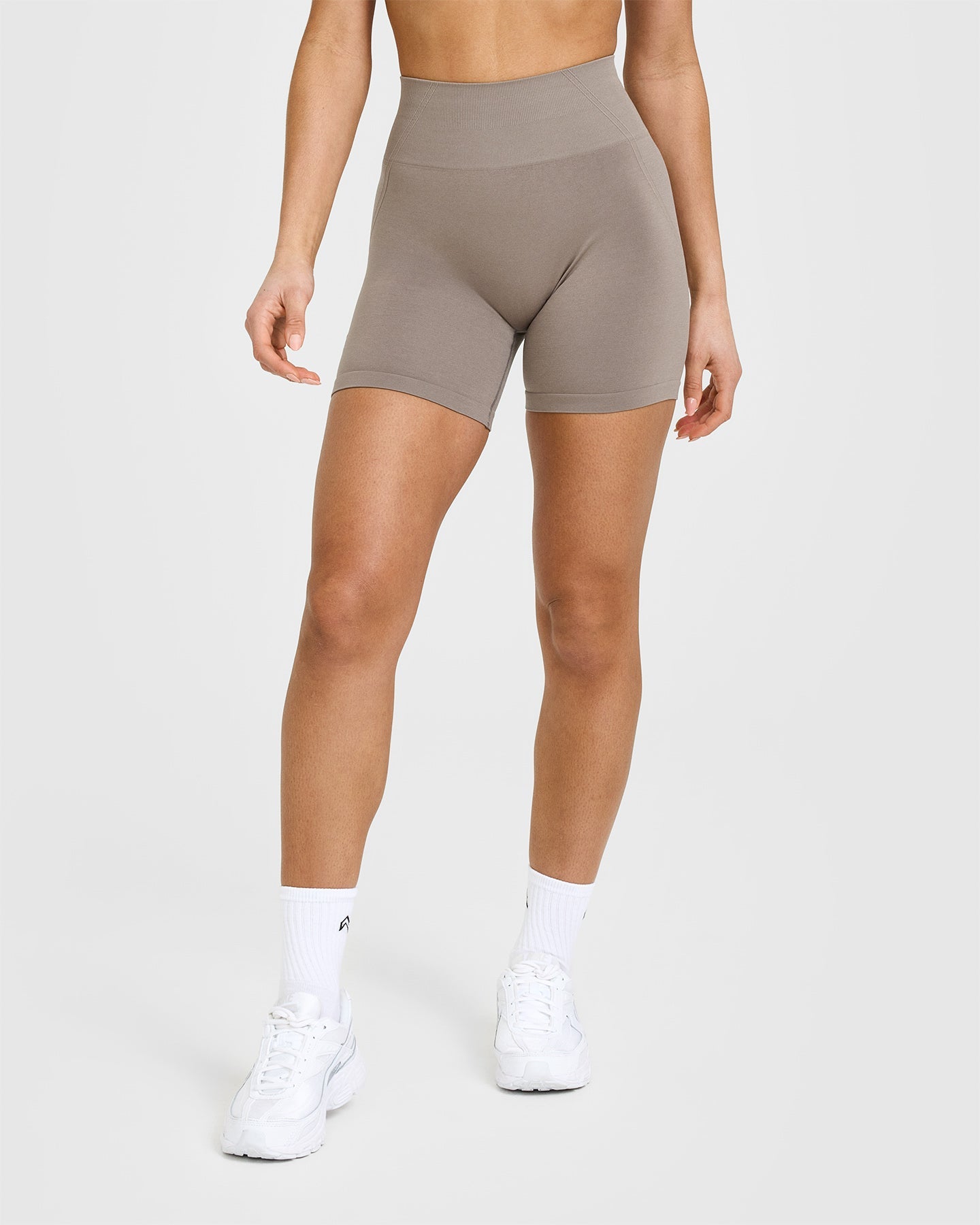 EffortlessLift Seamless Shorts with White Logo | Minky