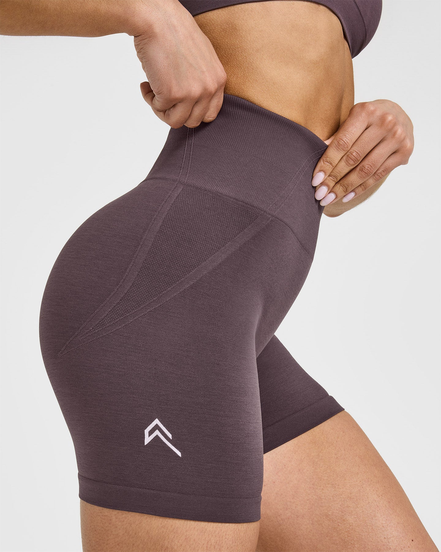 EffortlessLift Seamless Shorts with White Logo | Umber Brown - Image 4