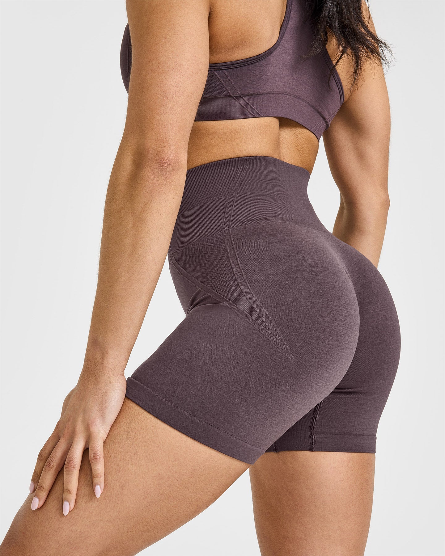 EffortlessLift Seamless Shorts with White Logo | Umber Brown - Image 5