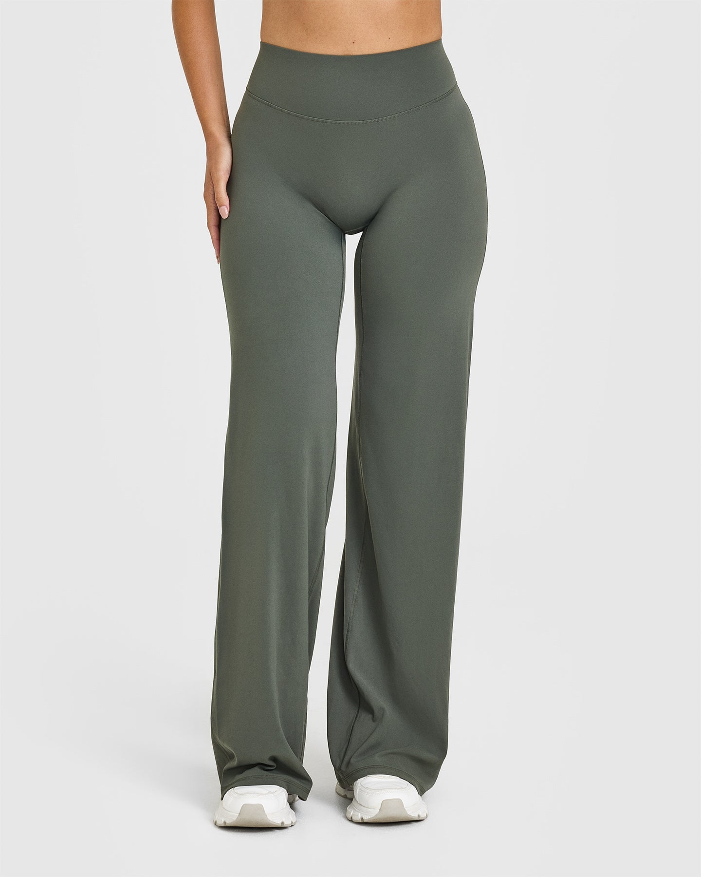 Alternative view of SoftMotion Straight Leg Bottoms with White Logo | Dark Khaki