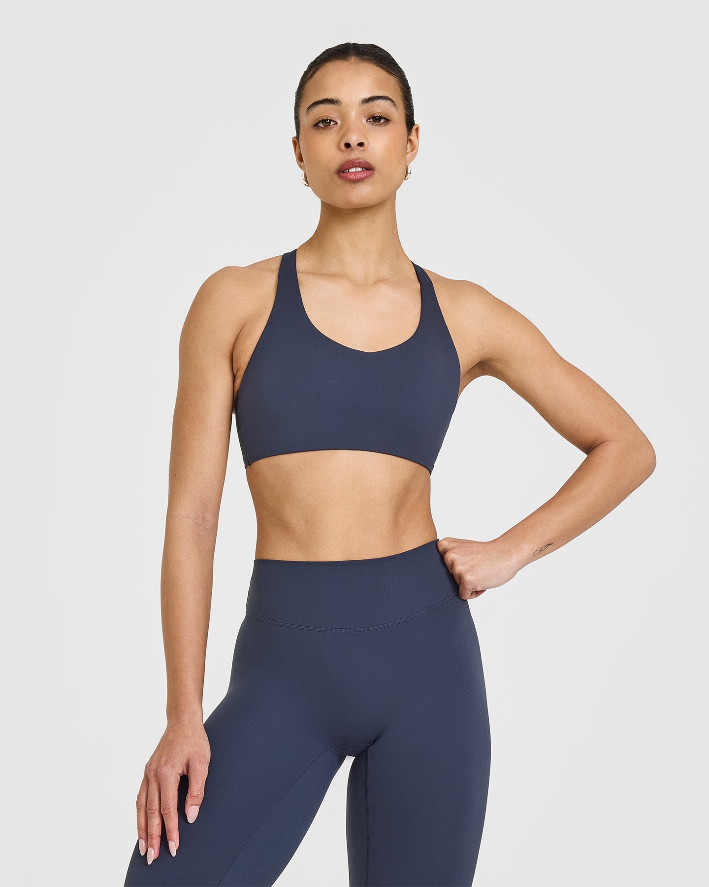 SoftMotion Sports Bra with White Logo | True Blue