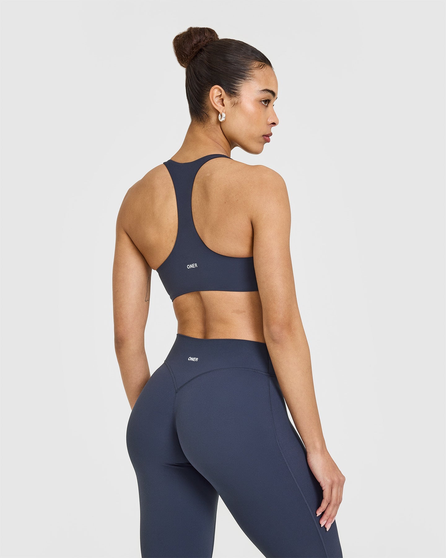 Alternative view of SoftMotion Sports Bra with White Logo | True Blue