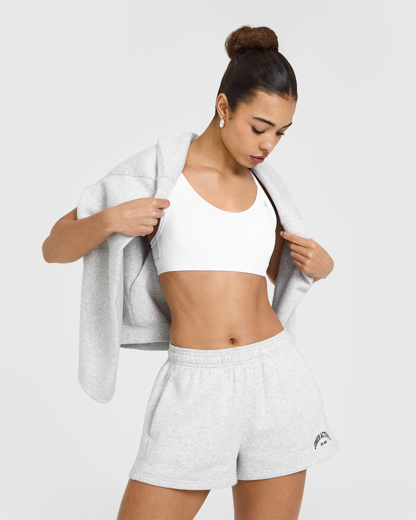 Foundations Oversized Shorts With Printed Graphic | Light Grey Marl - Image 6