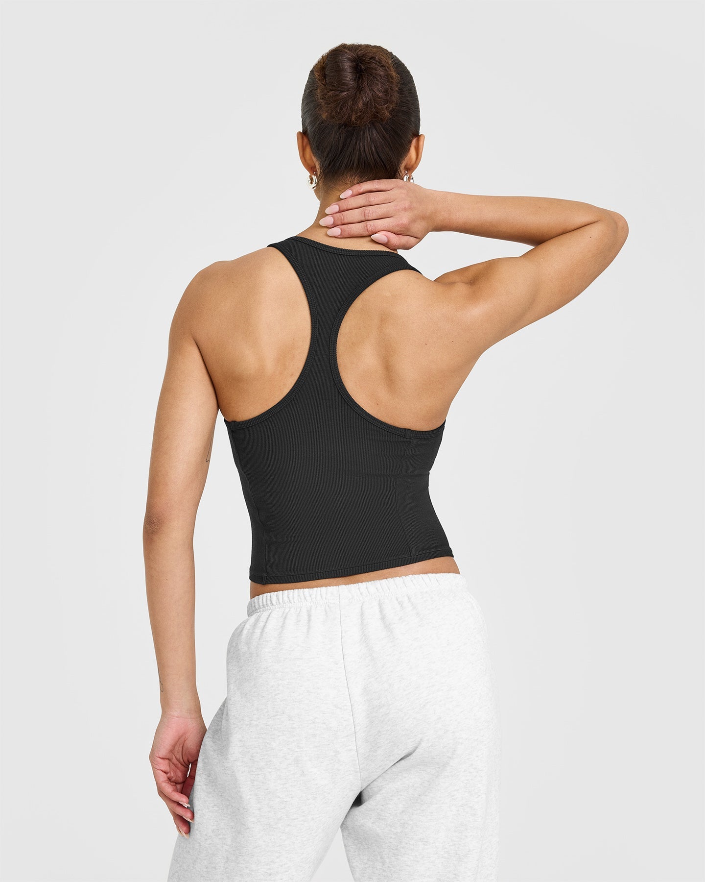 Alternative view of Mellow Rib Square Neck Mid Vest with Built in Bra Shelf | Soft Black