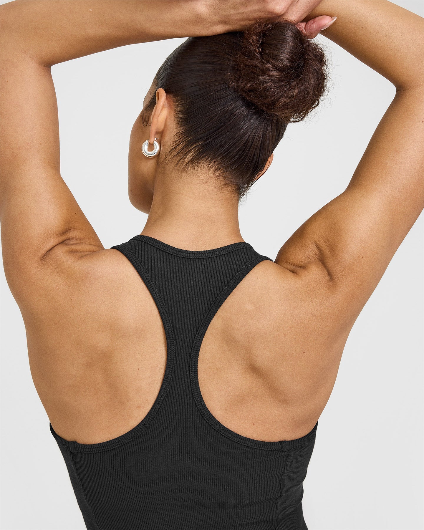 Mellow Rib Square Neck Mid Vest with Built in Bra Shelf | Soft Black - Image 4