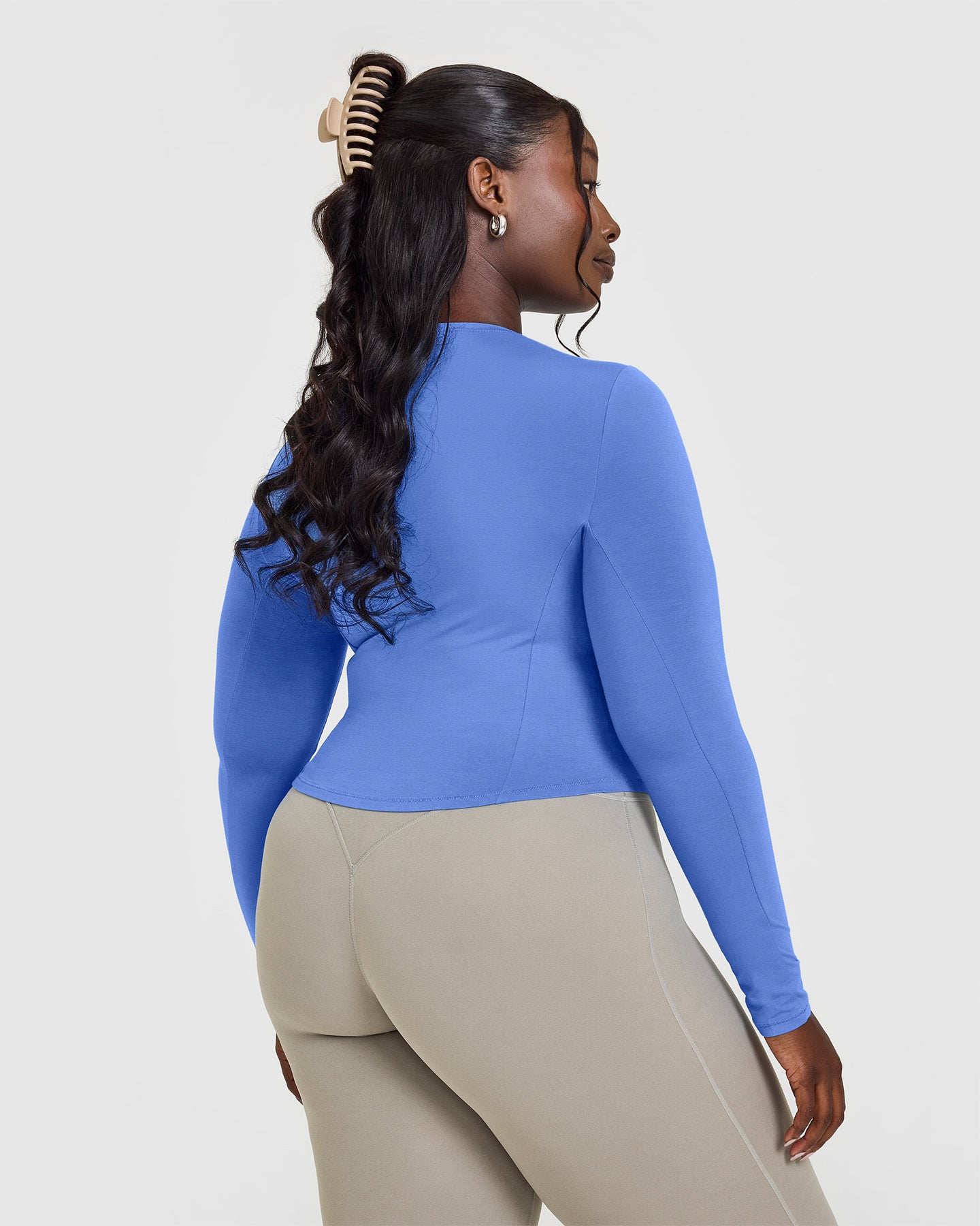 Mellow Soft Mid Long Sleeve Top | Glaucous Blue - Image 4