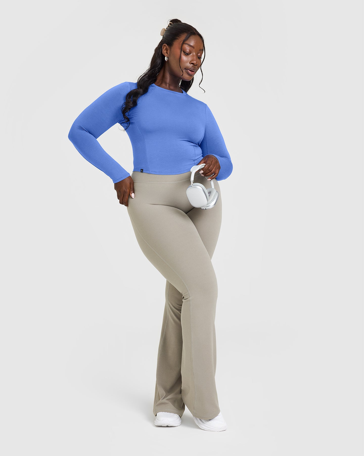 Alternative view of Mellow Soft Mid Long Sleeve Top | Glaucous Blue