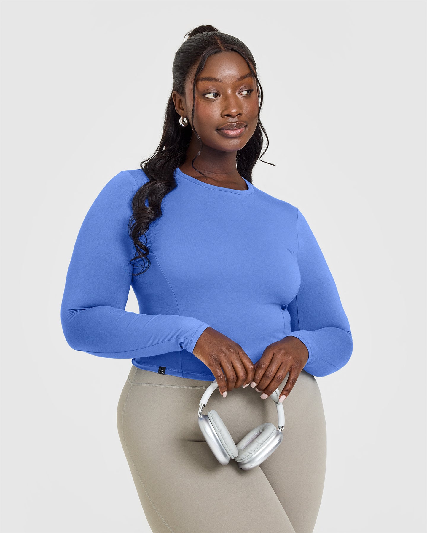 Mellow Soft Mid Long Sleeve Top | Glaucous Blue - Image 3