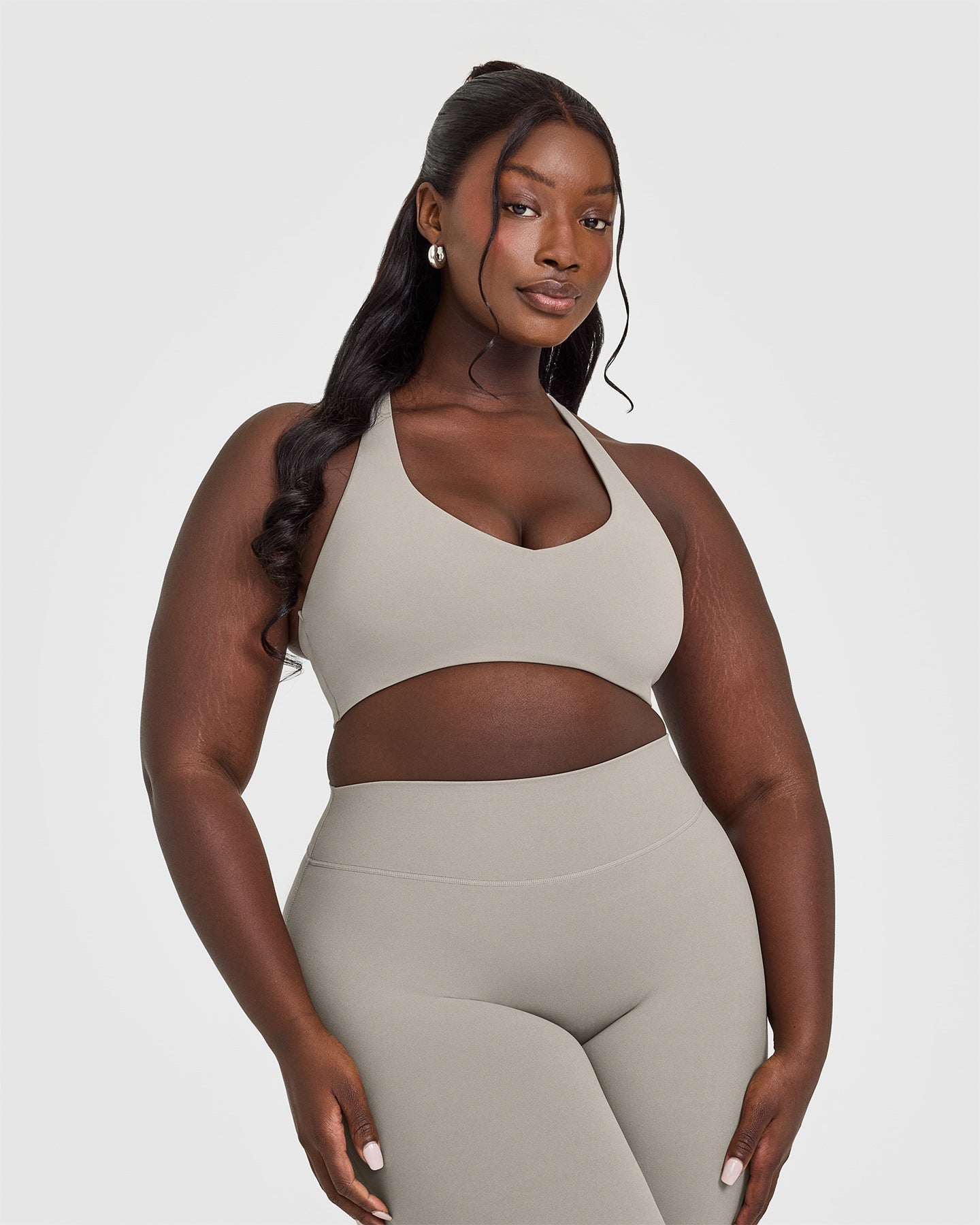 SoftMotion Bralette with White Logo | Warm Sand