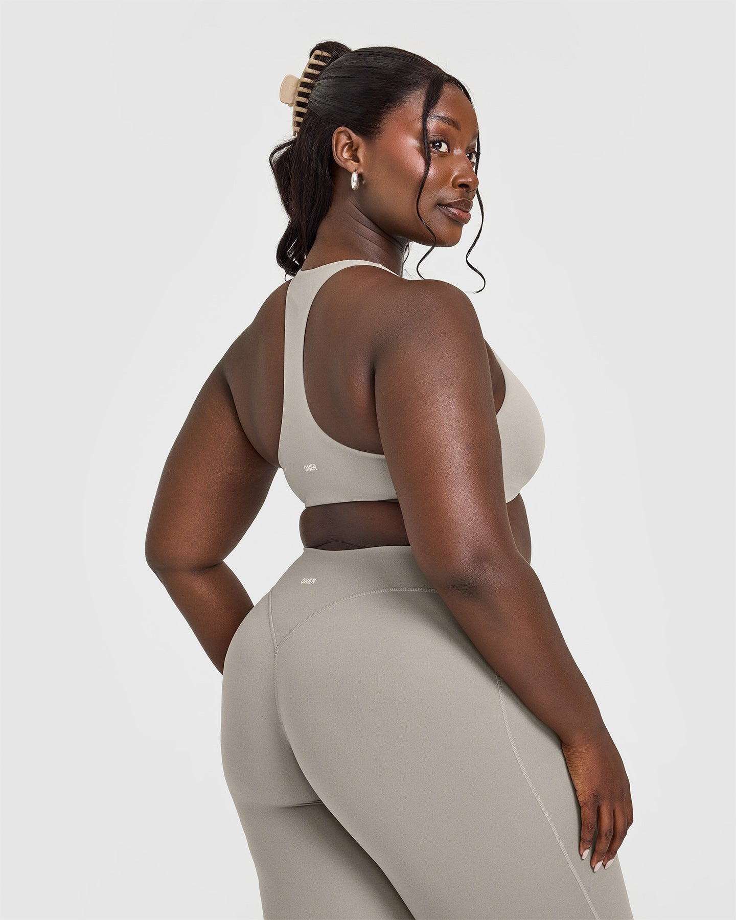Alternative view of SoftMotion Bralette with White Logo | Warm Sand