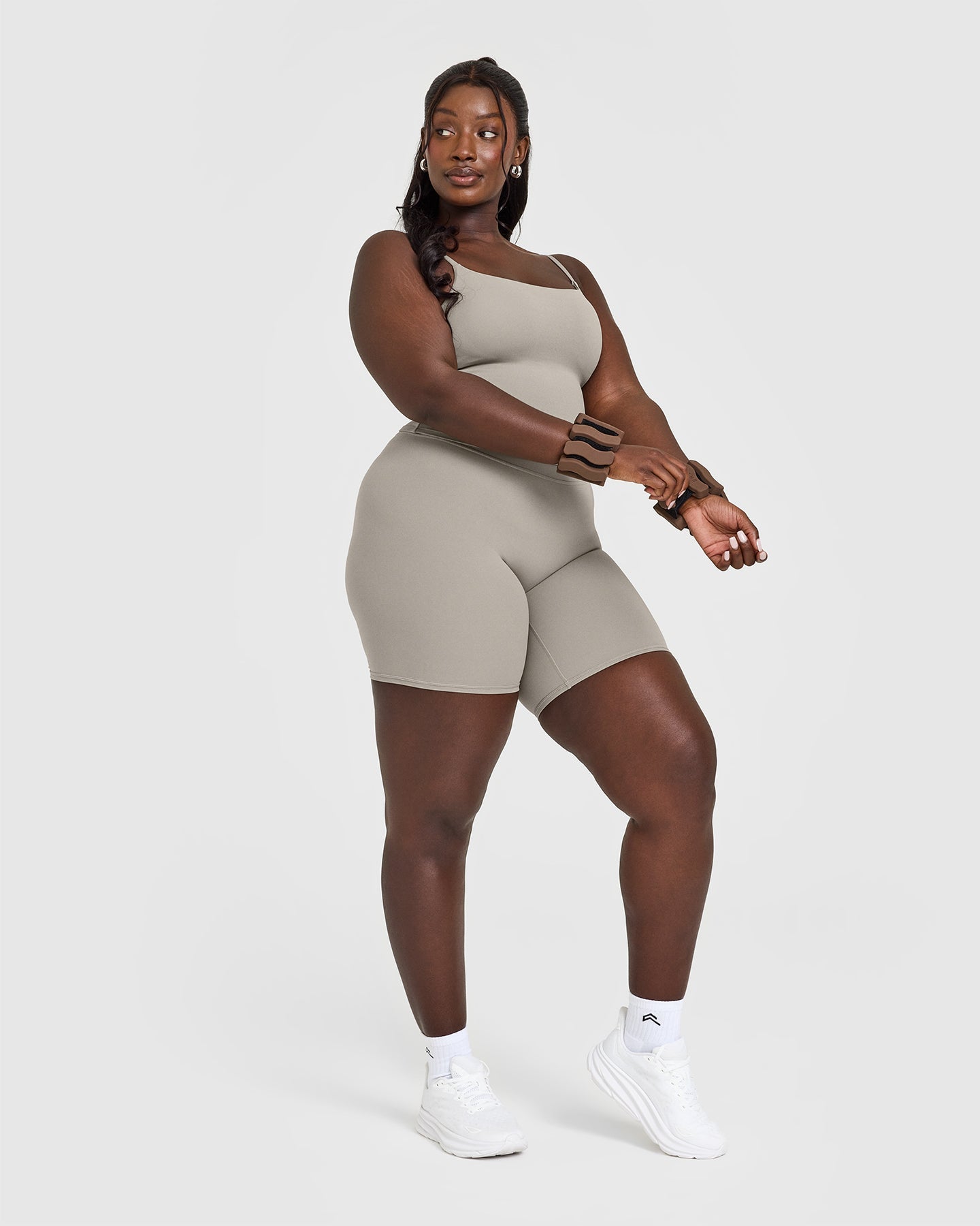 SoftMotion Strappy Mid Vest with Built in Bra Shelf with White Logo | Warm Sand - Image 3