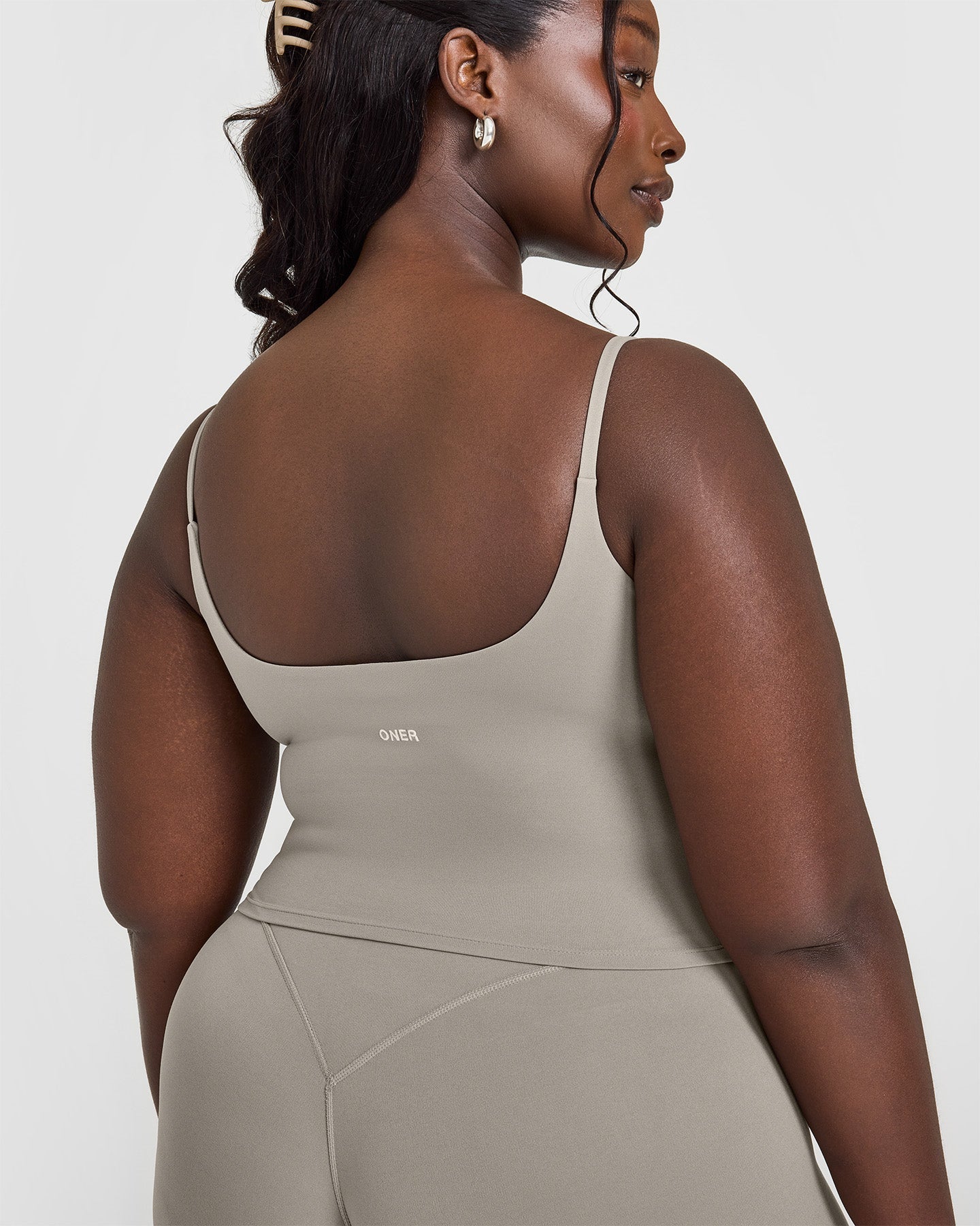 SoftMotion Strappy Mid Vest with Built in Bra Shelf with White Logo | Warm Sand - Image 4