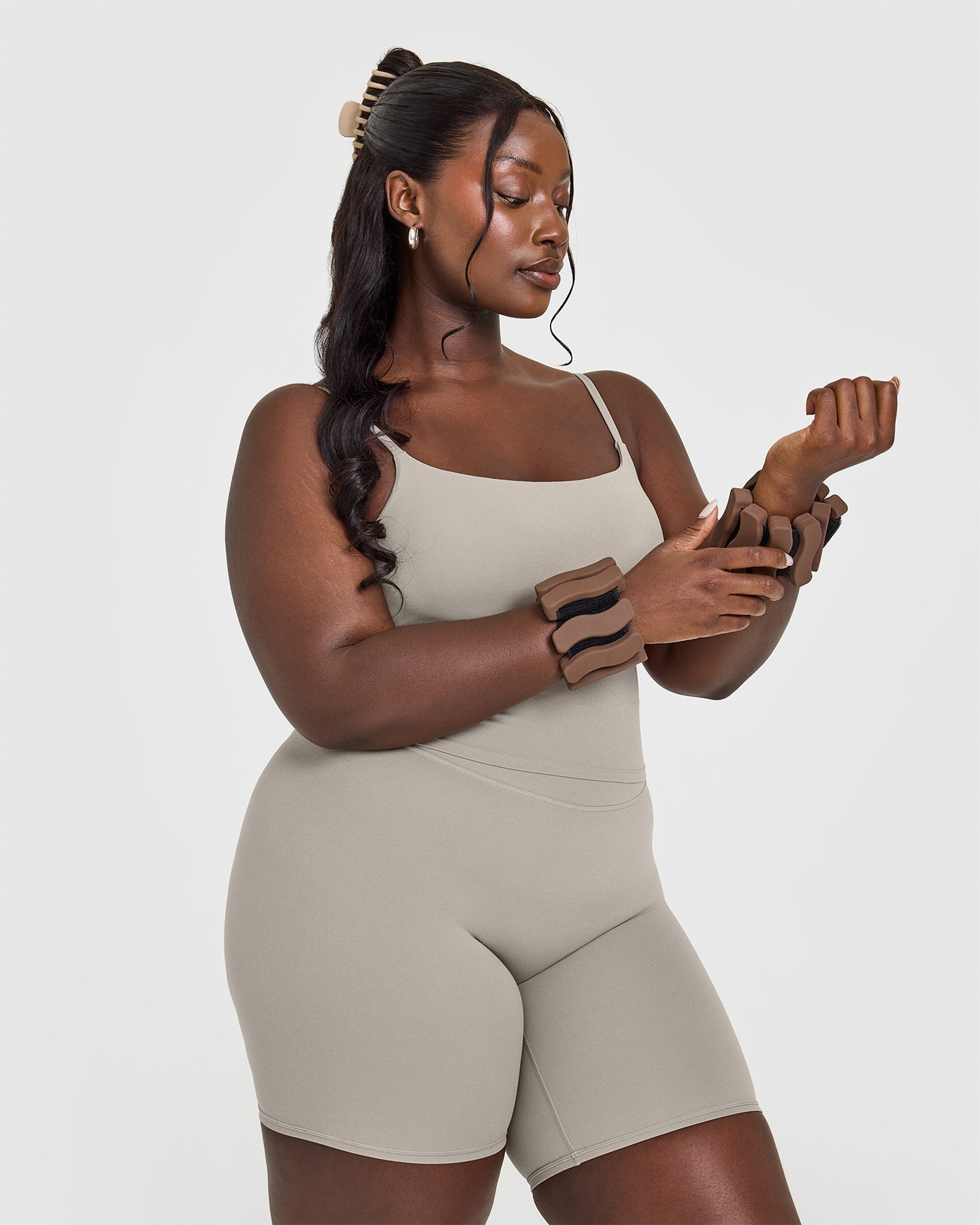 SoftMotion Strappy Mid Vest with Built in Bra Shelf with White Logo | Warm Sand - Image 6