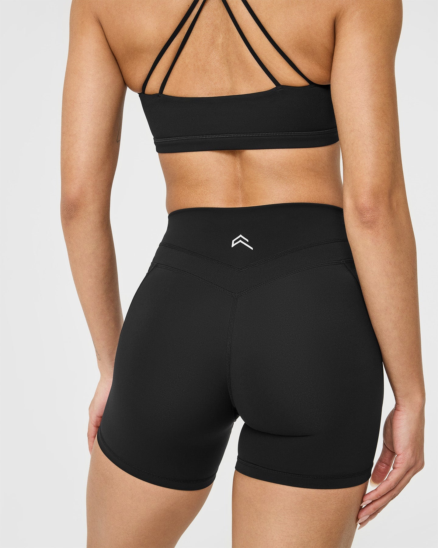 UnifiedMove High Waisted Pocket Shorts 6" White Logo | Black - Image 5