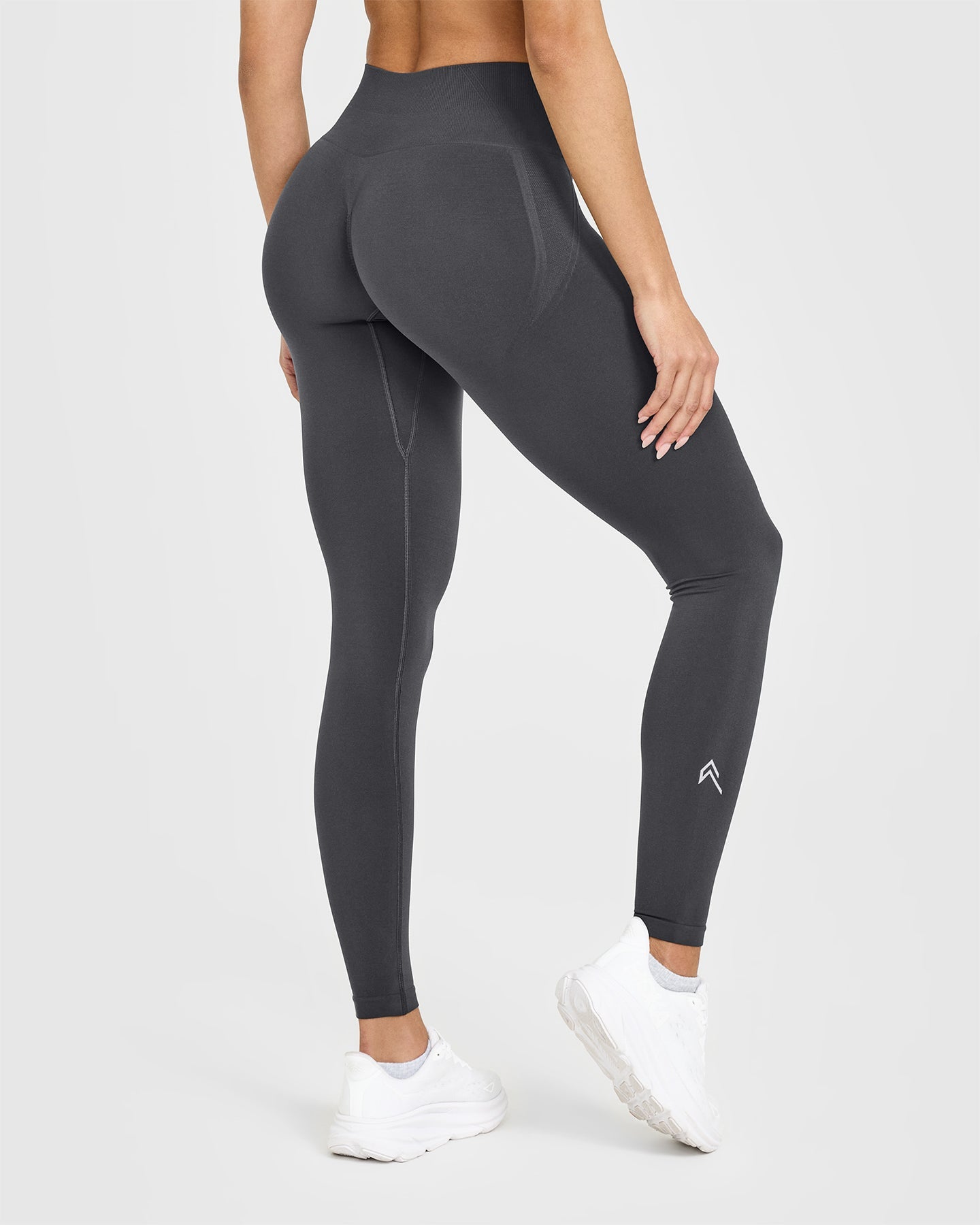 EffortlessLift Seamless Leggings with White Logo | Coal