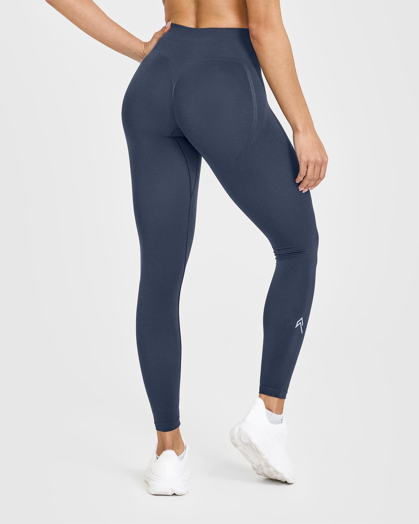 EffortlessLift Seamless Leggings with White Logo | True Blue