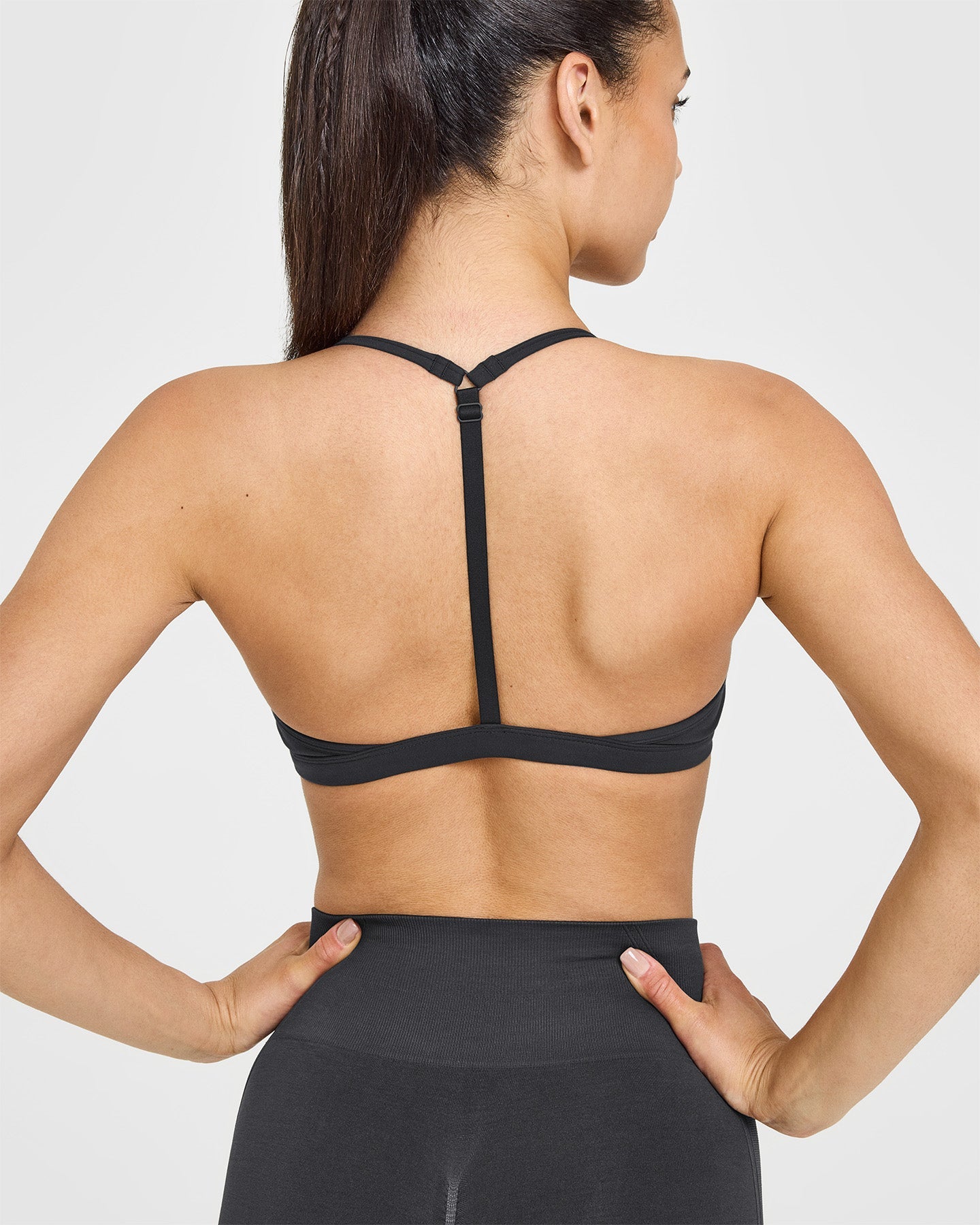 EasyLift Ultra Minimal V Neck Bralette with White Logo | Coal - Image 4