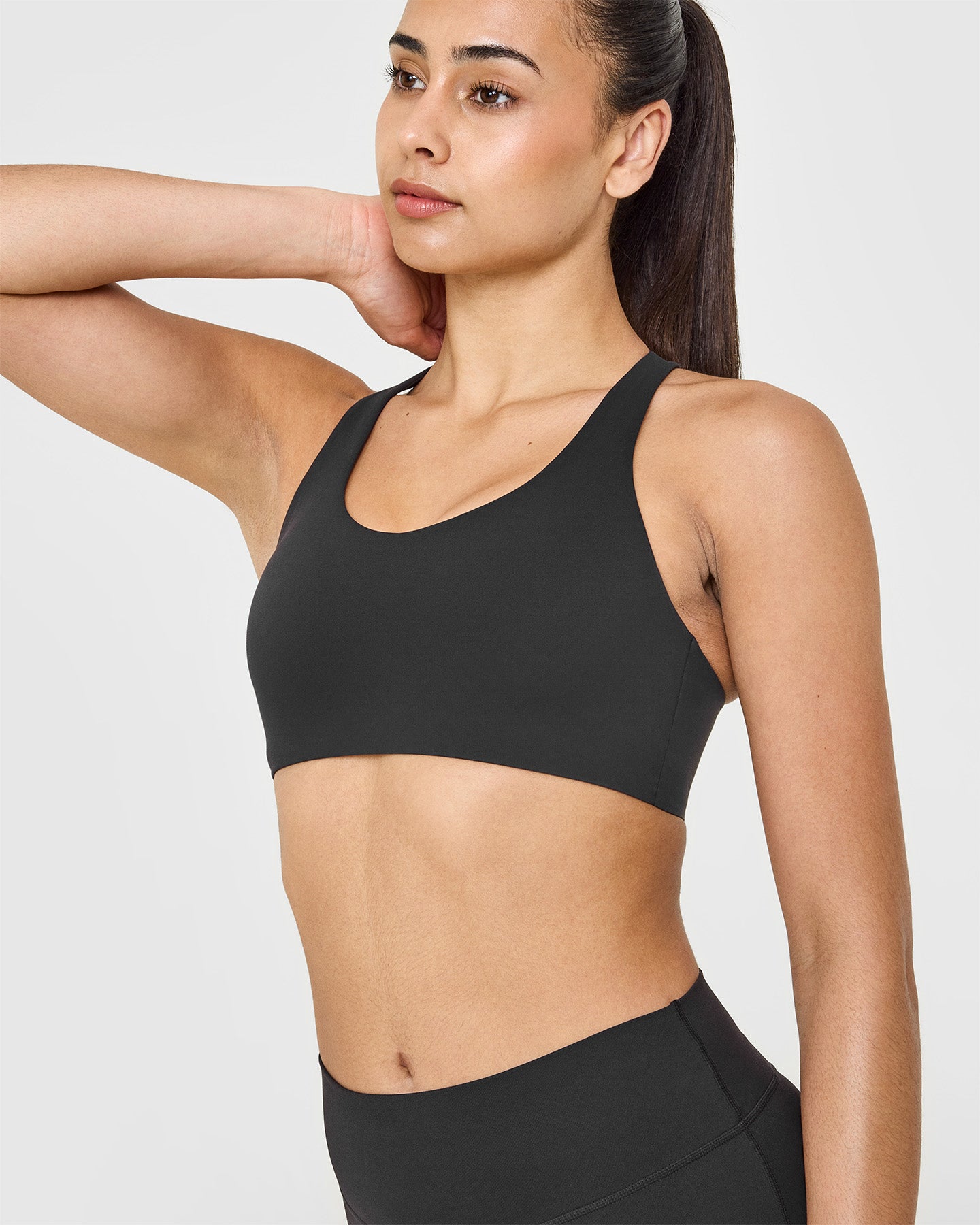 SoftMotion Sports Bra with White Logo | Soft Black - Image 5