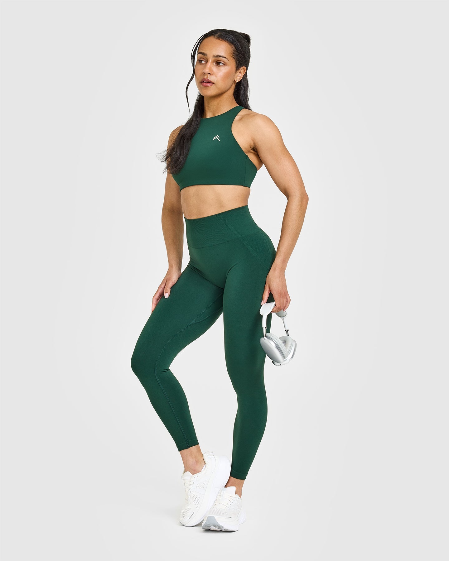 EffortlessLift Seamless Leggings with White Logo | Racing Green - Image 4