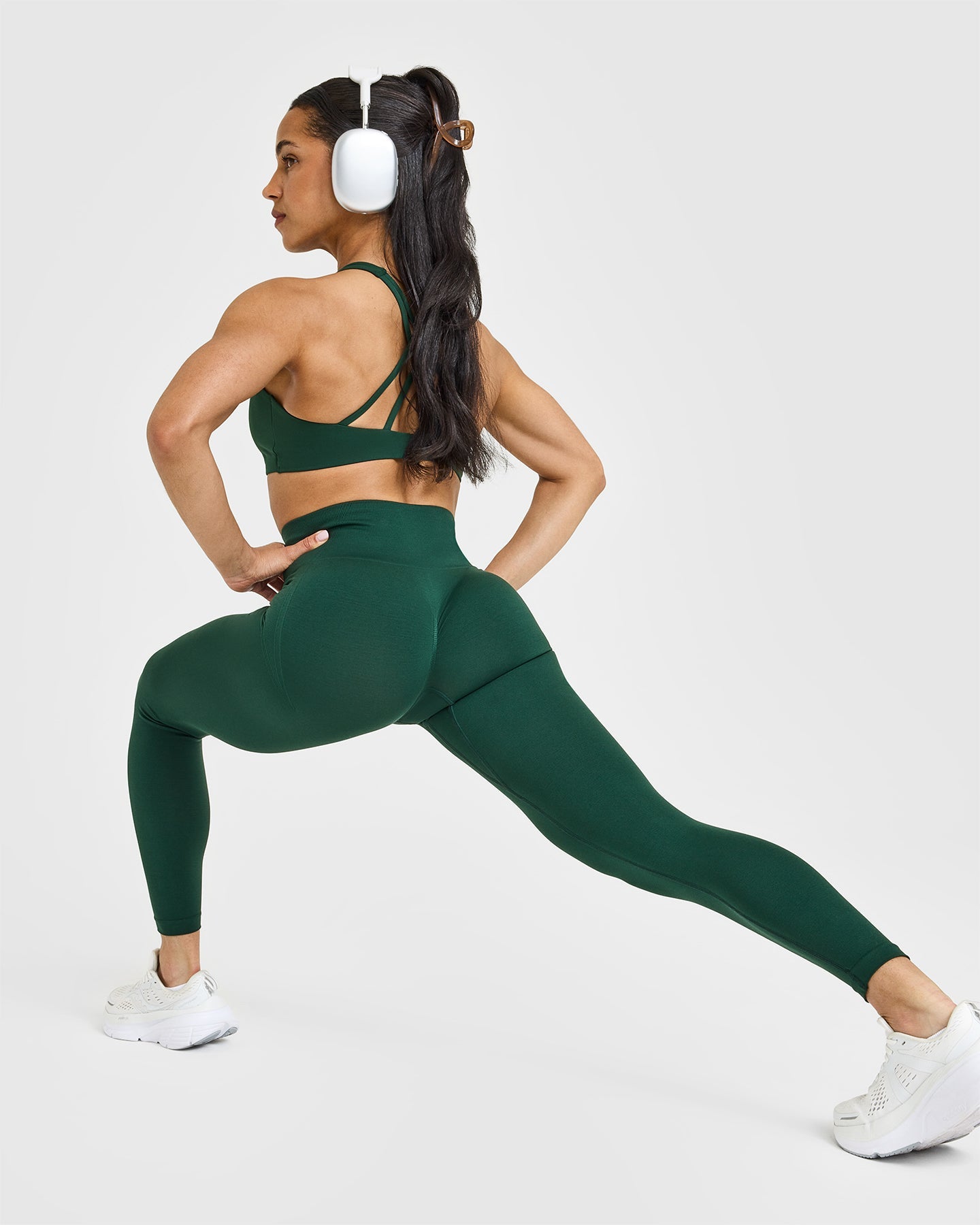 EffortlessLift Seamless Leggings with White Logo | Racing Green - Image 6