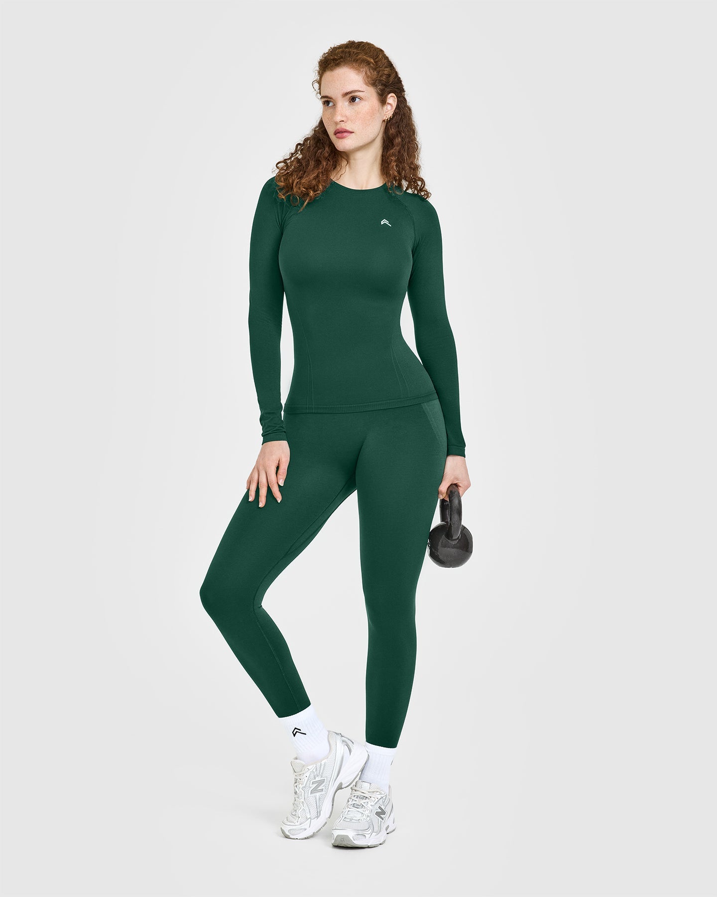 Go To Seamless Fitted Long Sleeve Top | Racing Green - Image 3