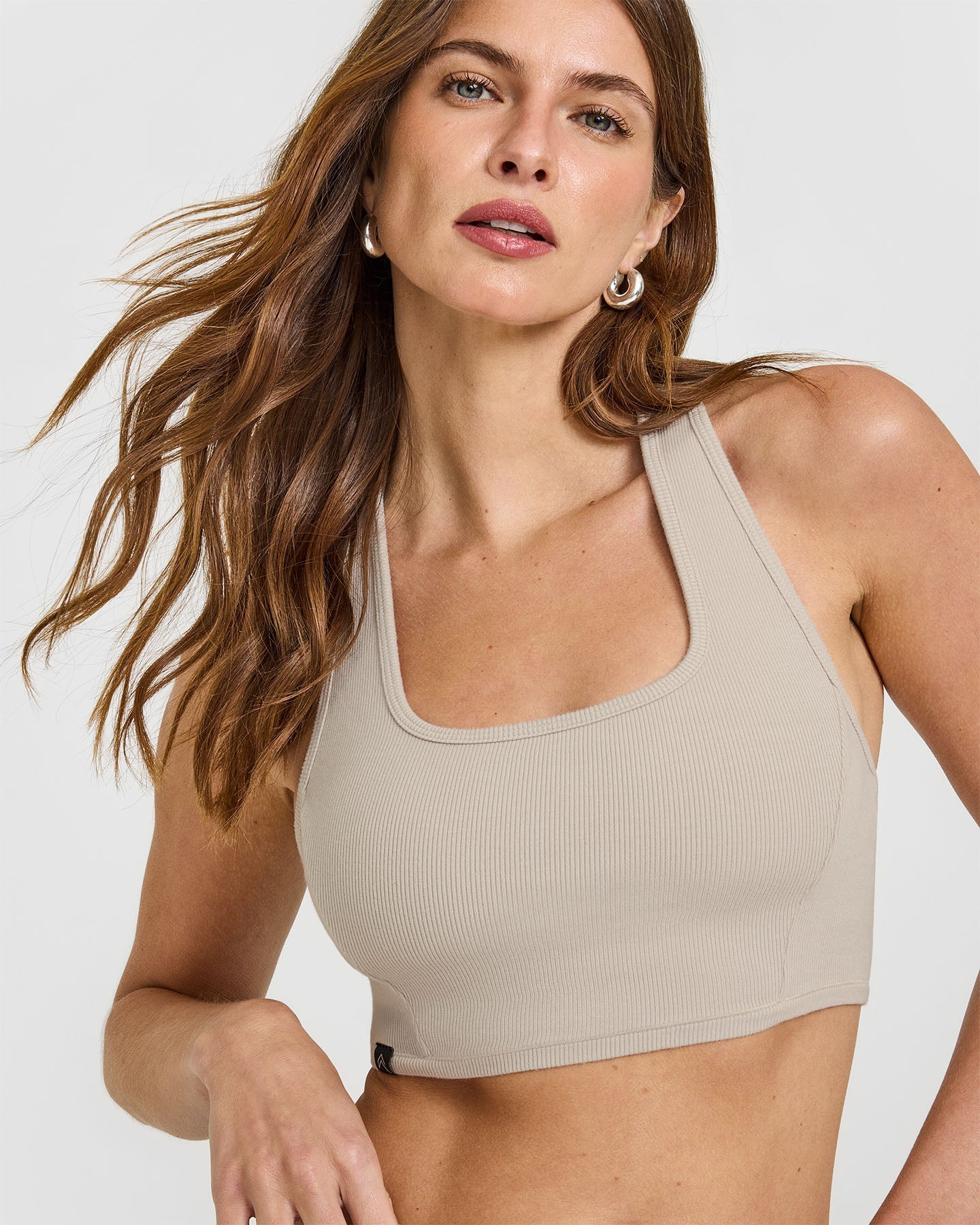 Mellow Rib Square Neck Bra | Cloud Grey - Image 5