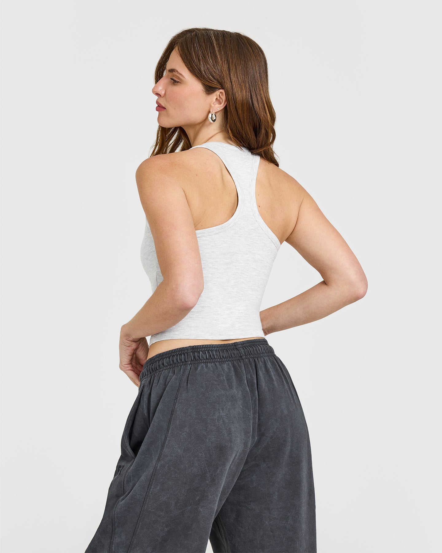 Cotton Fitted Mid Vest | Light Grey Marl - Image 4