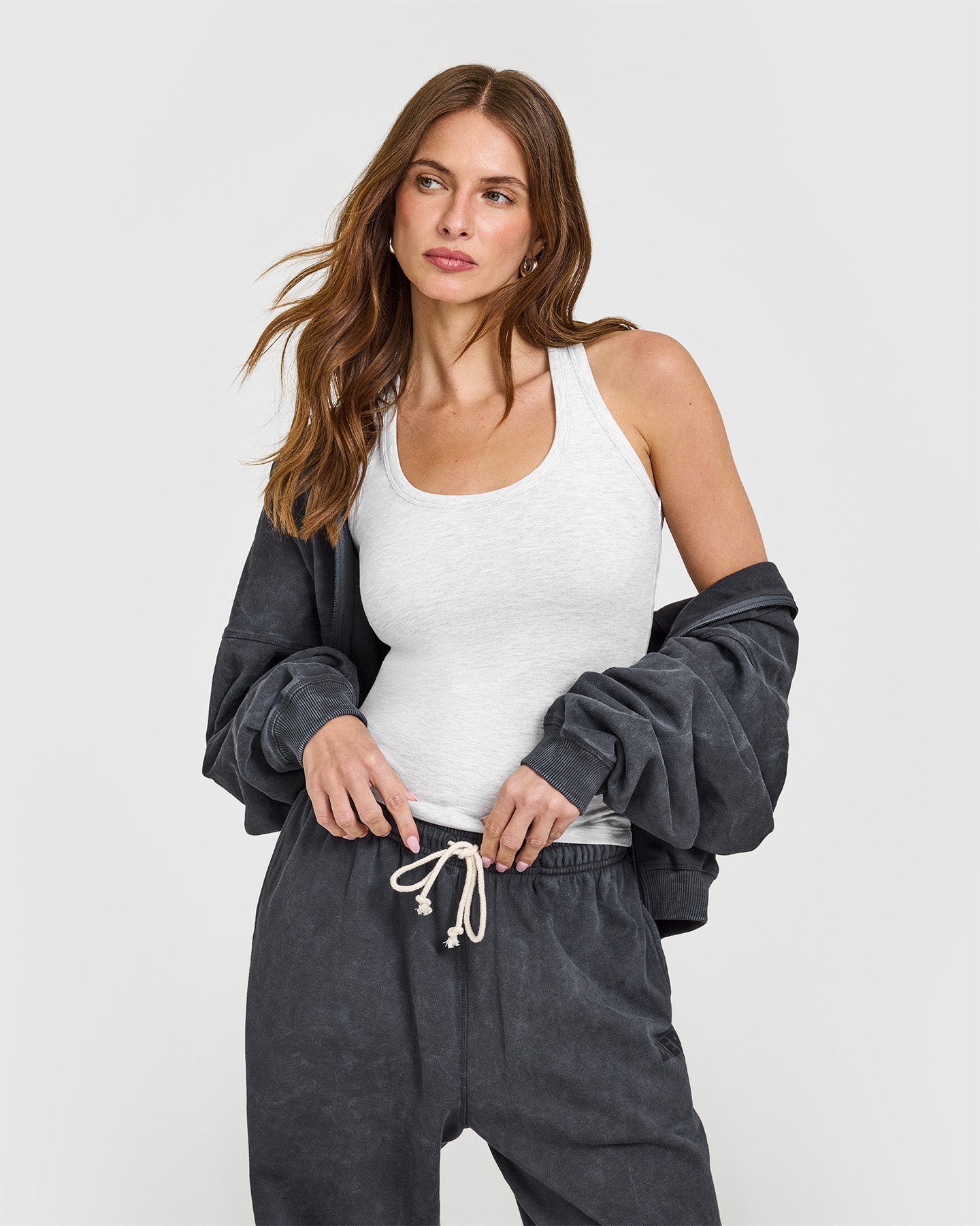 Cotton Fitted Vest | Light Grey Marl - Image 3