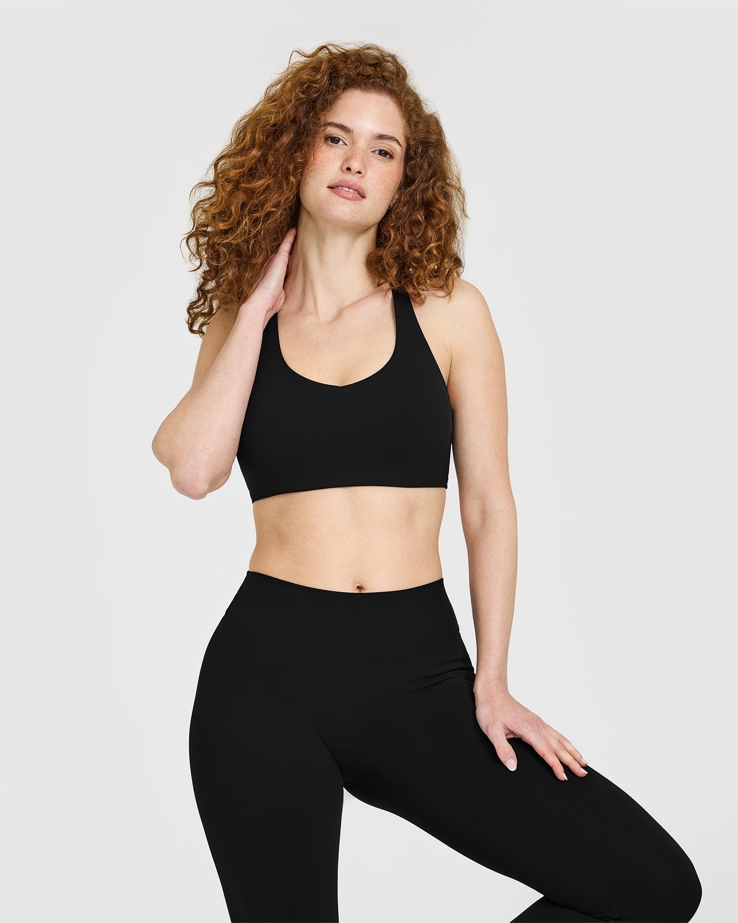 SoftMotion Sports Bra with White Logo | Black