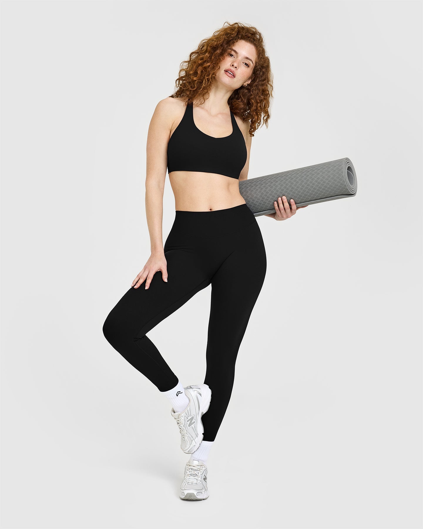 Alternative view of SoftMotion Sports Bra with White Logo | Black