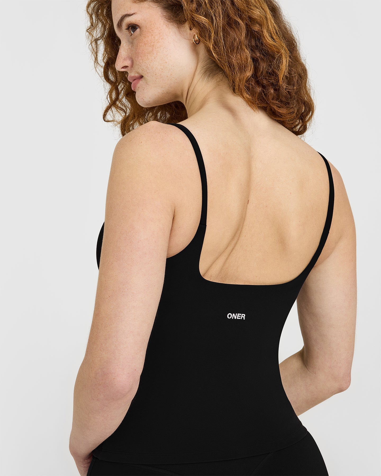 SoftMotion Strappy Vest with Built in Bra Shelf with White Logo | Black - Image 5