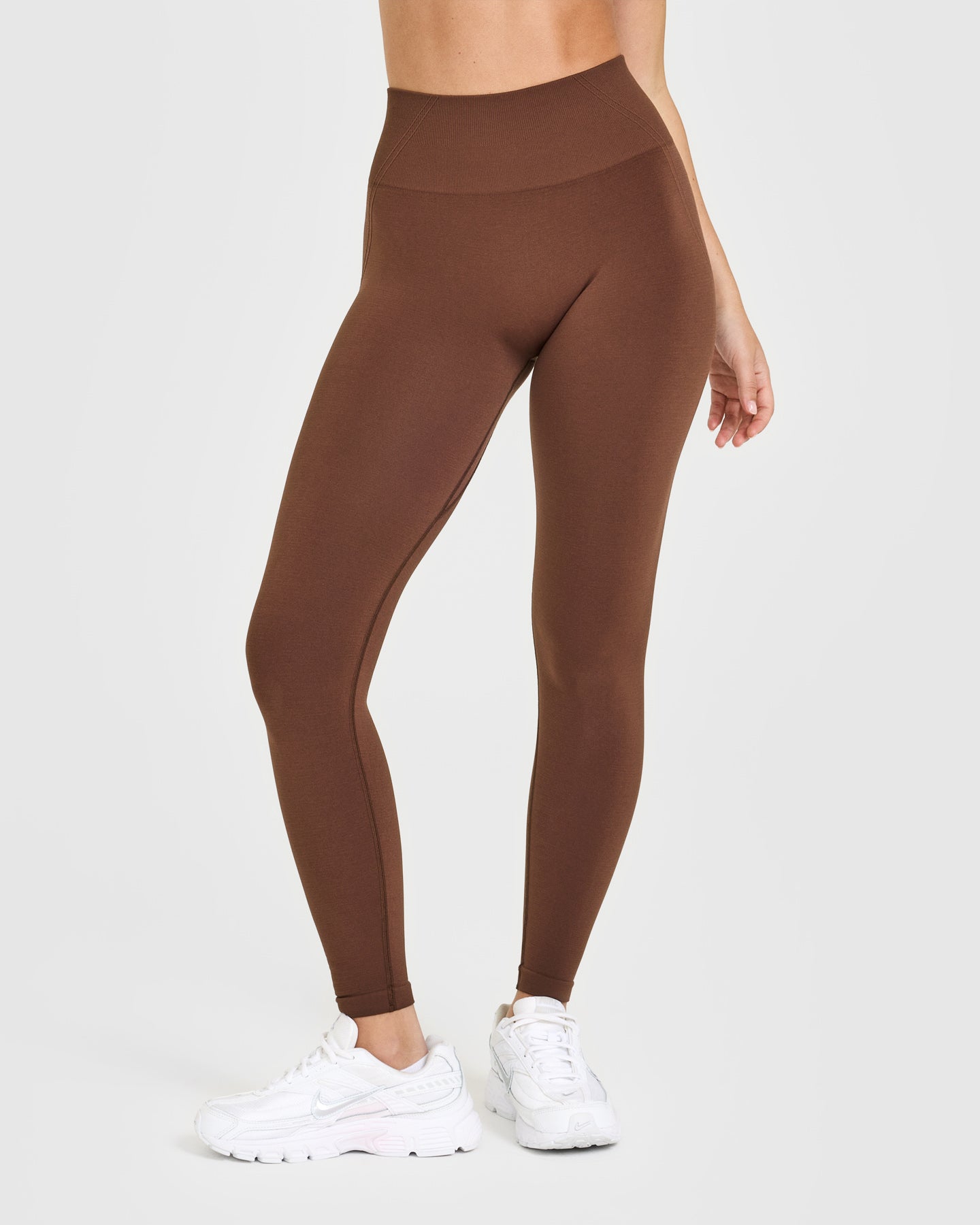 Alternative view of EffortlessLift Seamless Leggings with White Logo | Rustic Brown