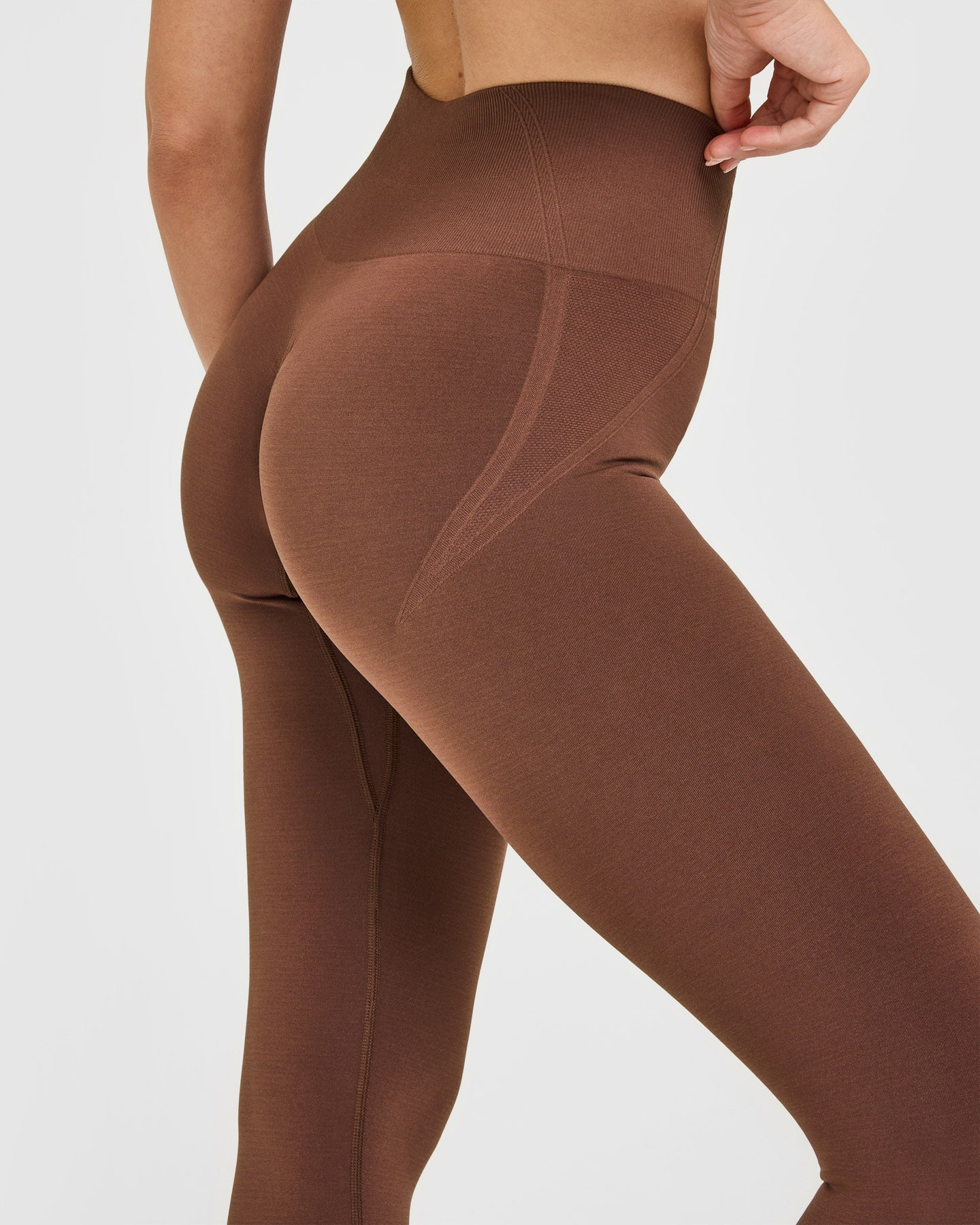 EffortlessLift Seamless Leggings with White Logo | Rustic Brown - Image 4