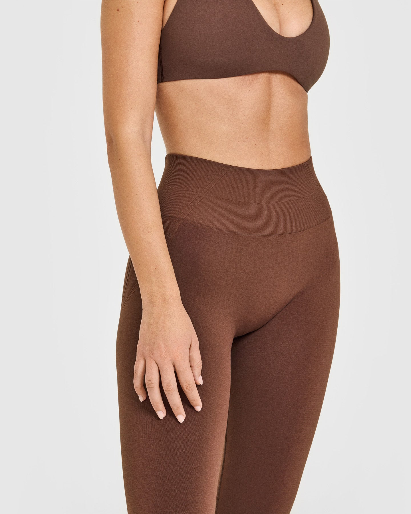 EffortlessLift Seamless Leggings with White Logo | Rustic Brown - Image 5