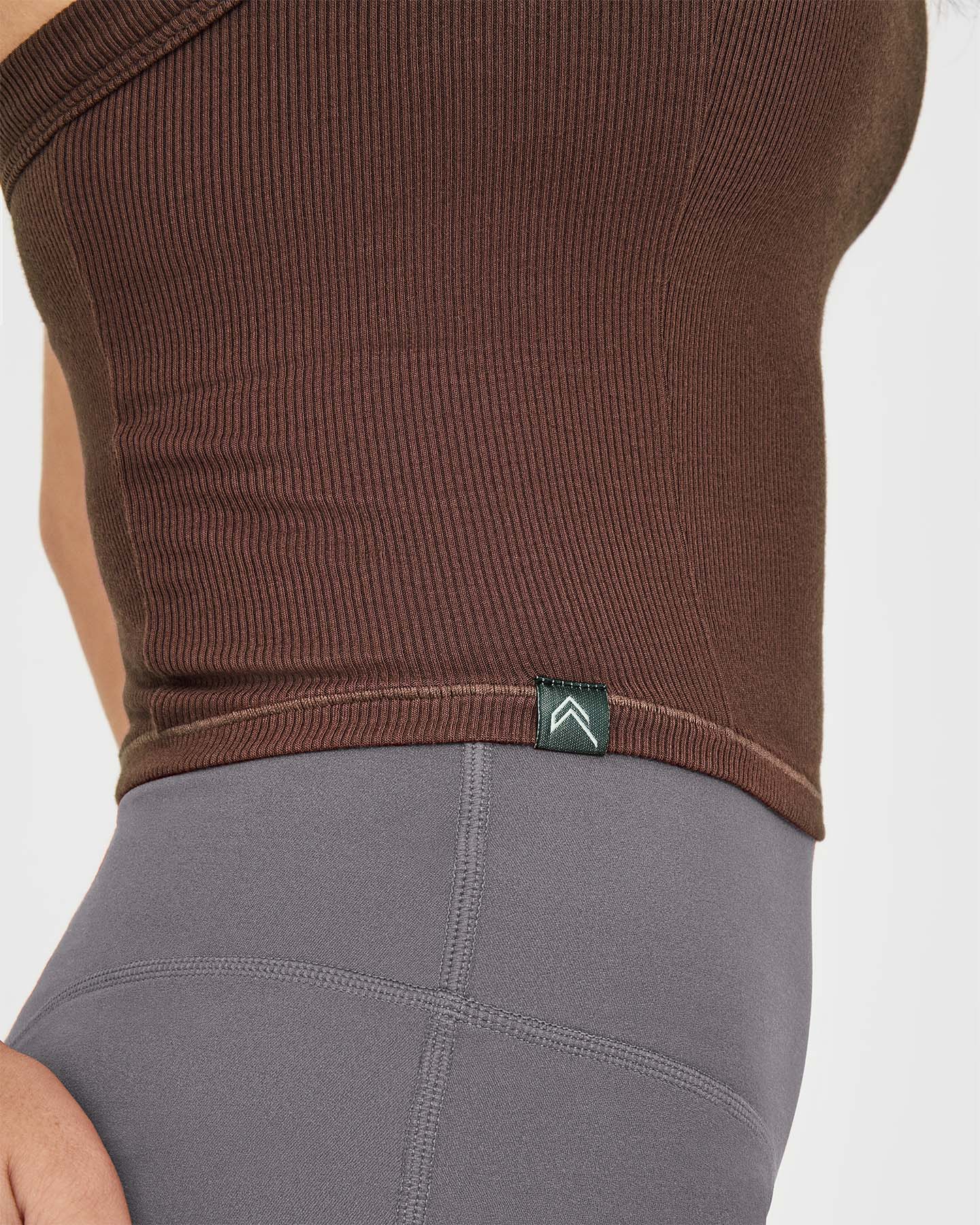 Mellow Rib Halter Neck Mid Vest with Built in Bra Shelf | Copper Brown - Image 4