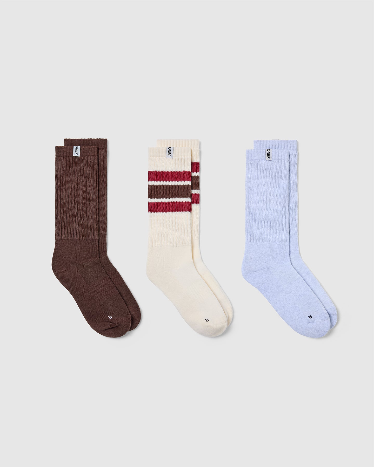 Stripe Slouchy Socks 3 Pack | Ruby Red/Espresso Brown
