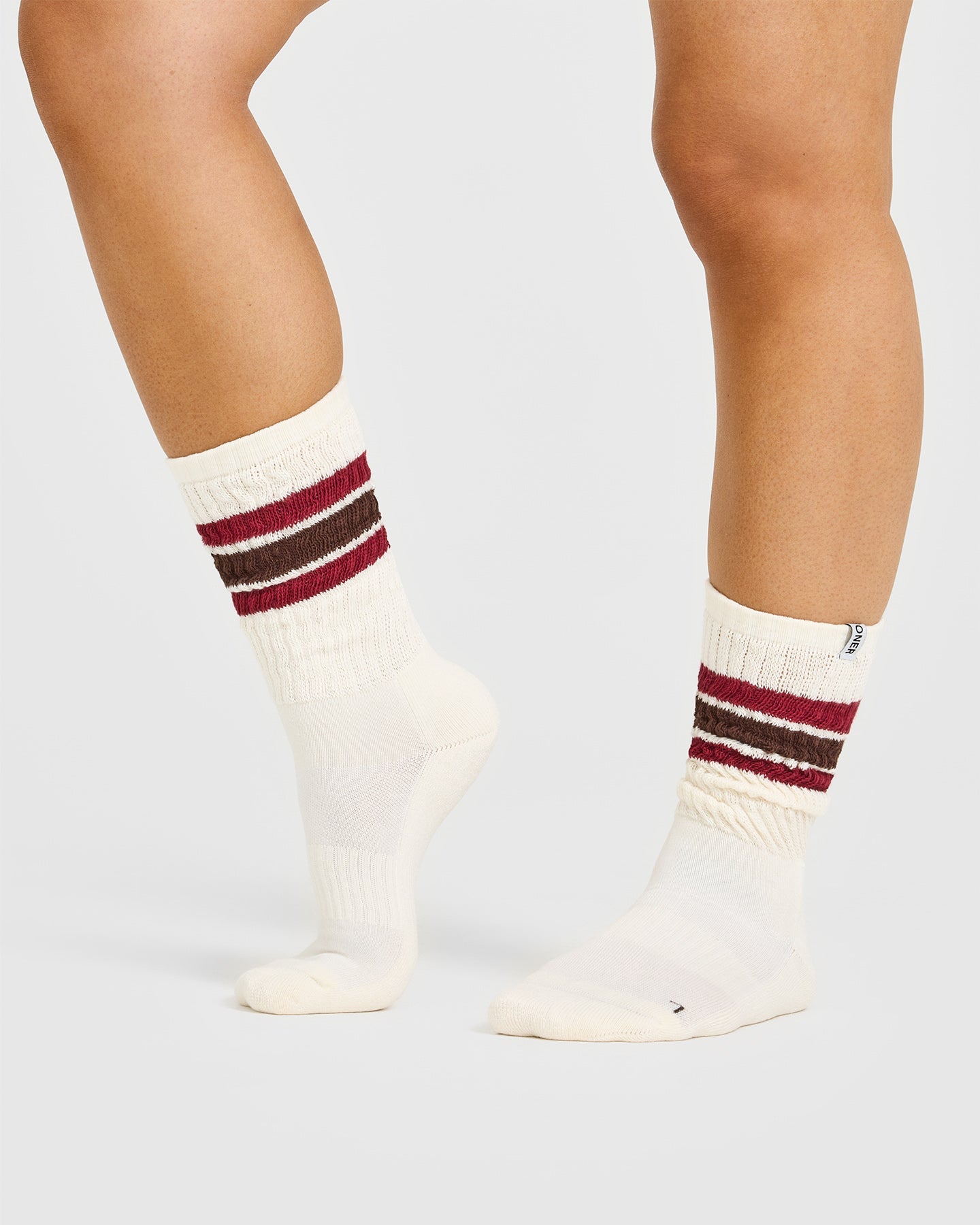 Alternative view of Stripe Slouchy Socks 3 Pack | Ruby Red/Espresso Brown