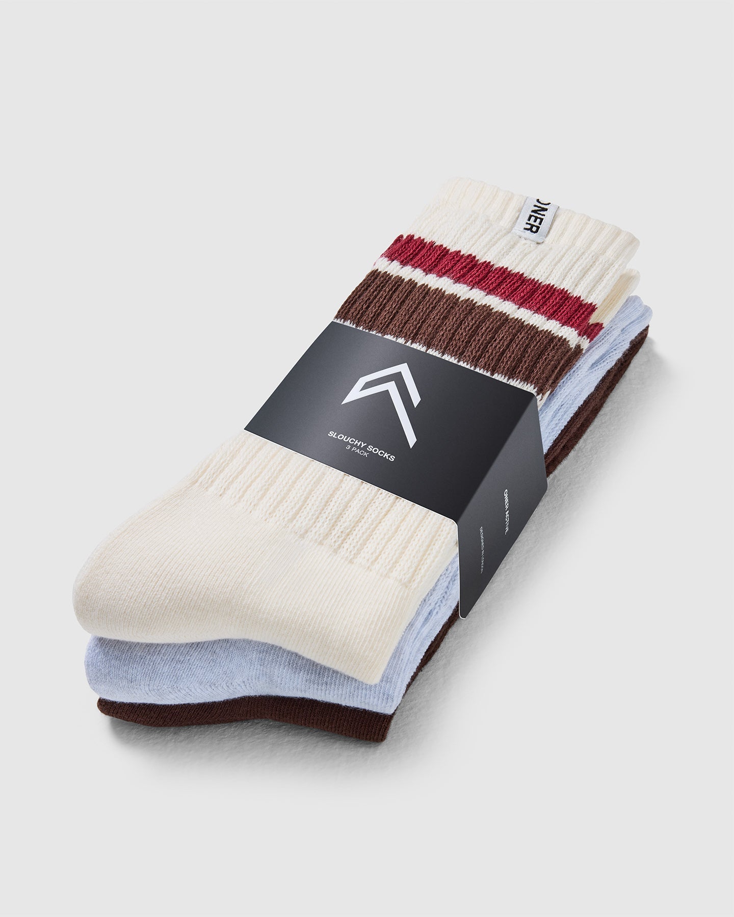 Stripe Slouchy Socks 3 Pack | Ruby Red/Espresso Brown - Image 5