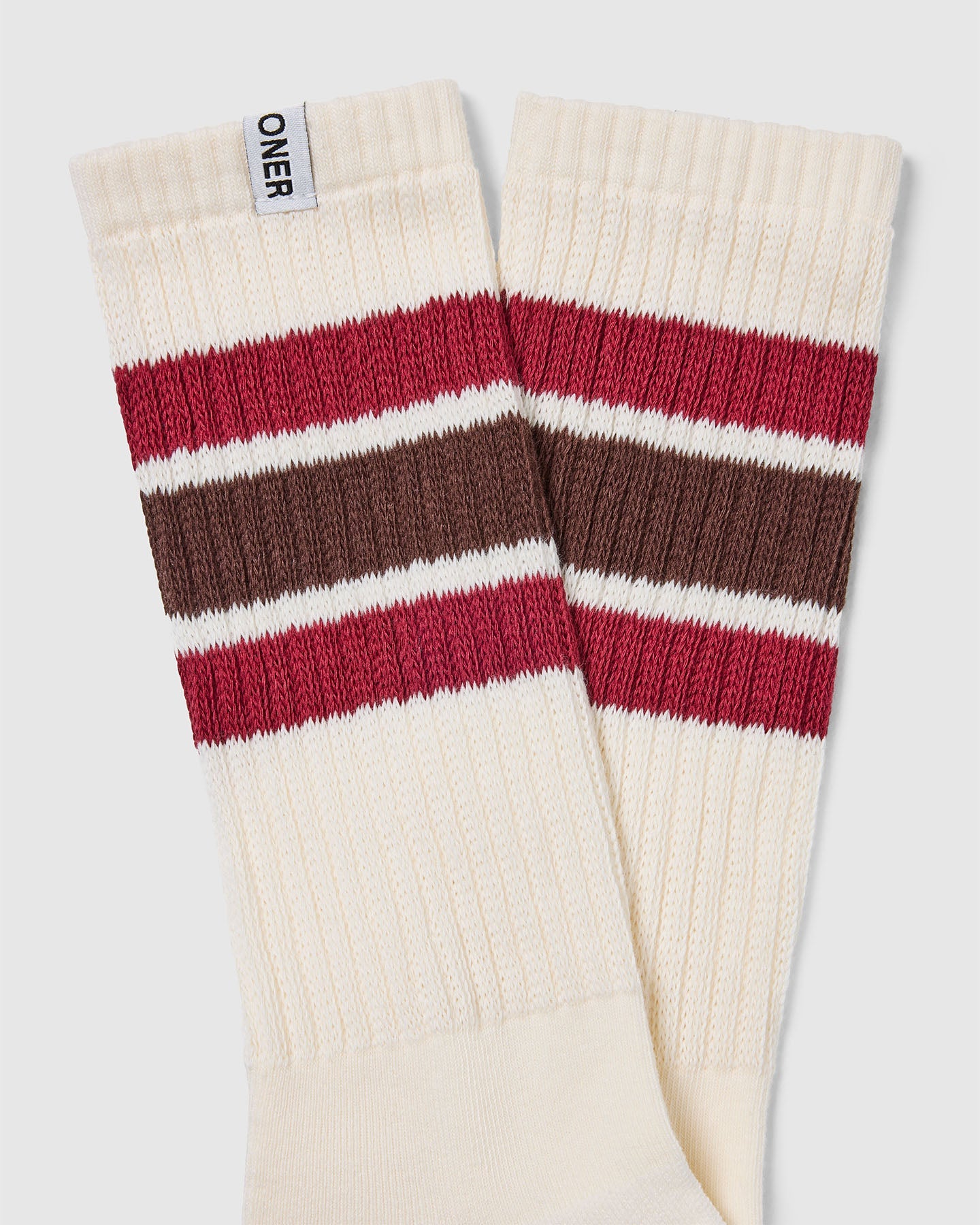 Stripe Slouchy Socks 3 Pack | Ruby Red/Espresso Brown - Image 6