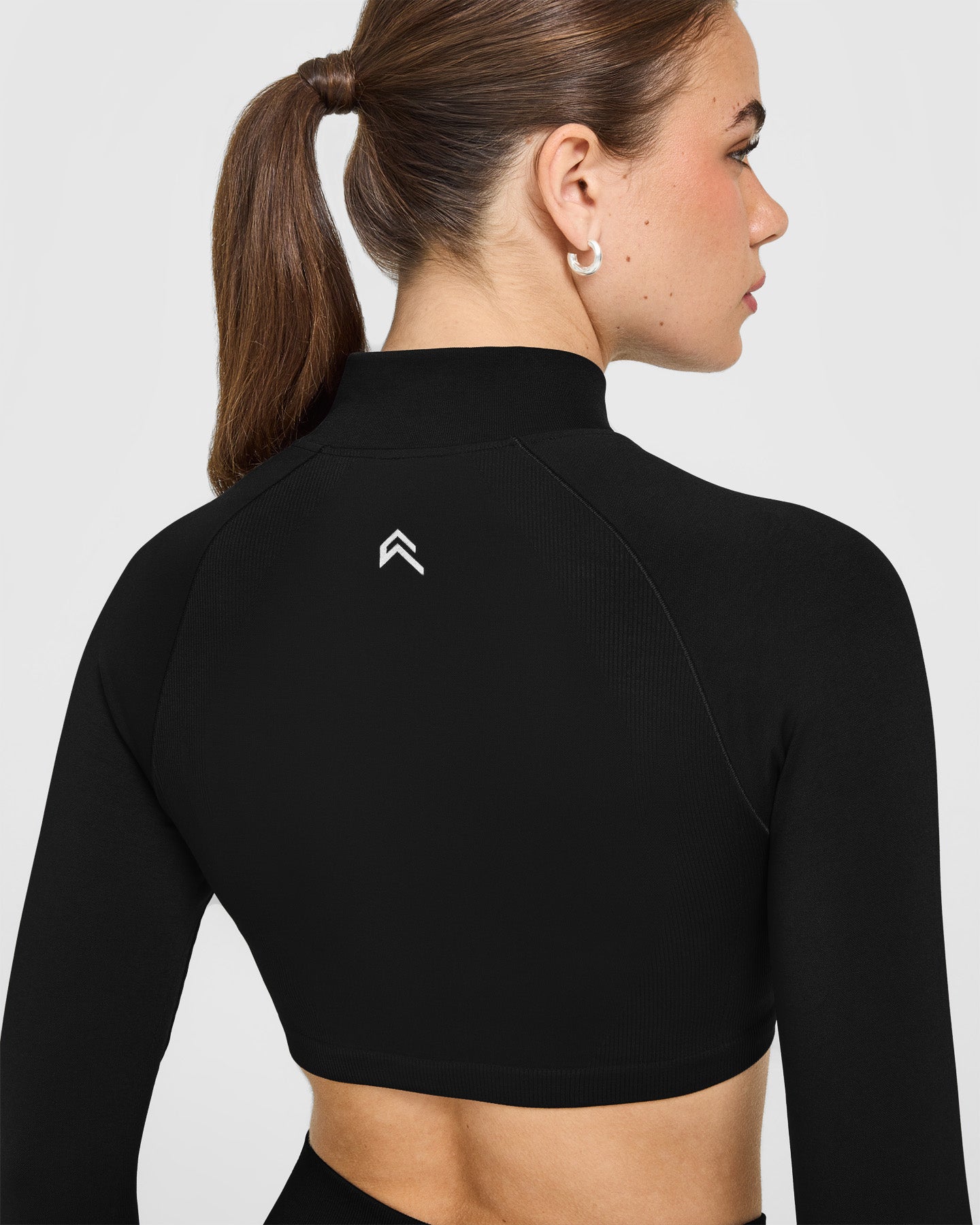 EnhanceLift Seamless Crop Jacket with White Logo | Black - Image 4