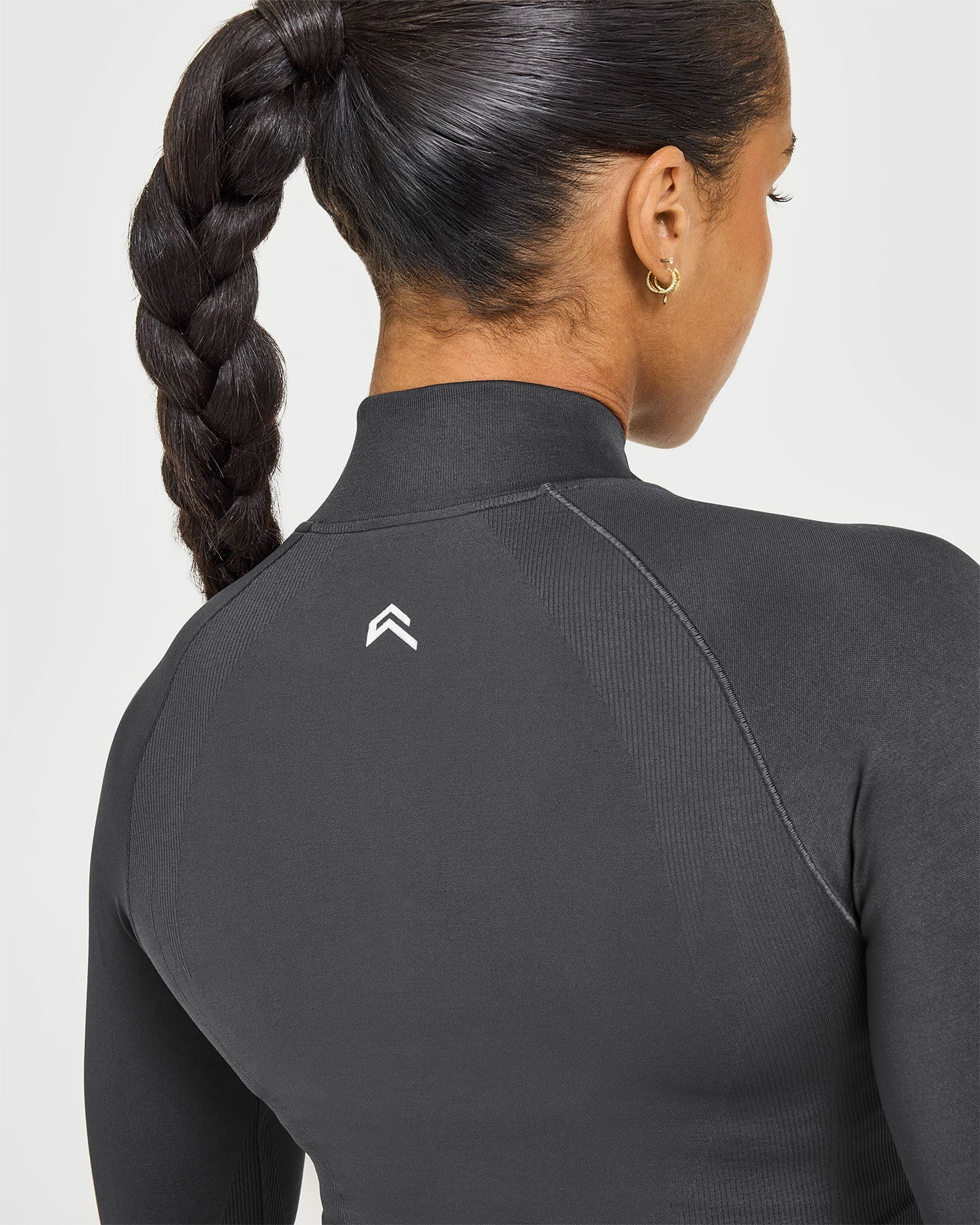 EnhanceLift Seamless Crop Jacket with White Logo | Coal - Image 4